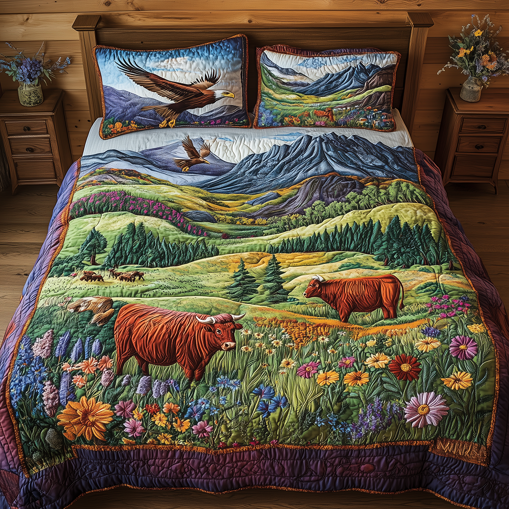 Harmony Highland Quilted Bedding Set Harmony Highland Serenity Gift For Highland Friends - Tradiviet