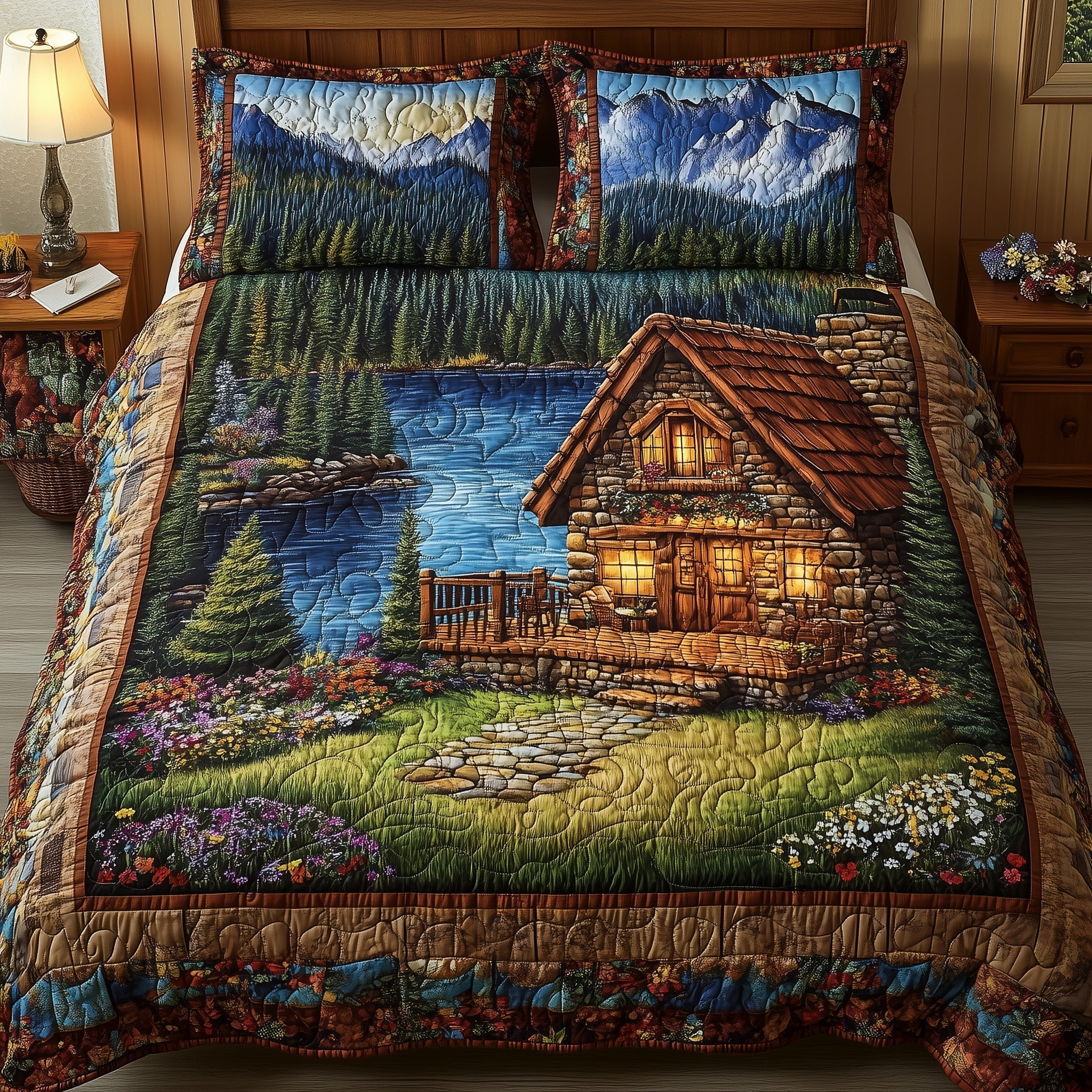 Harmony Lake Quilted Bedding Set Harmony Lake Grace Gift For Harmony Lake - Tradiviet