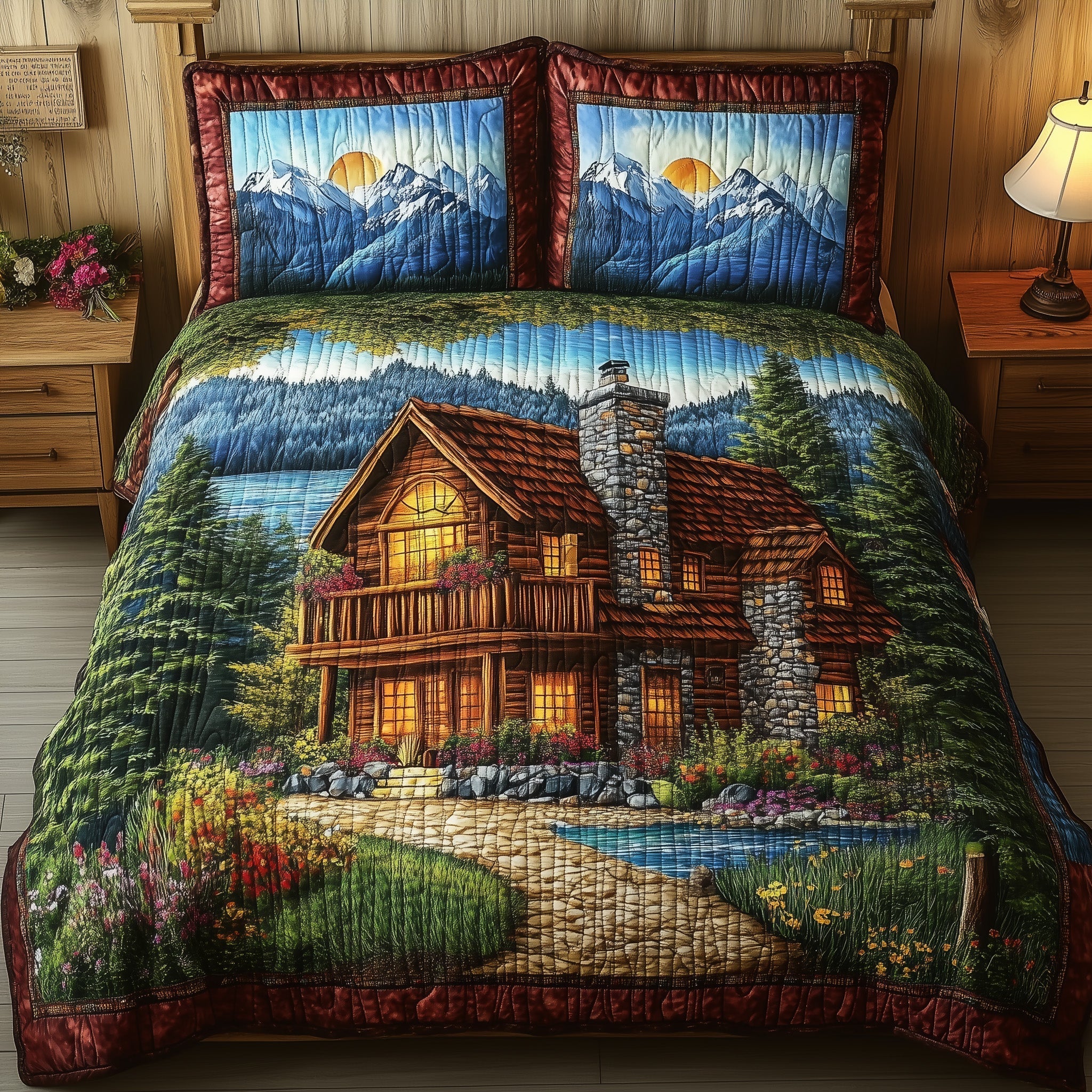 Harmony Lake Vá»‰ew Quilted Bedding Set Harmony Lake Journey Gift For Lake - Tradiviet