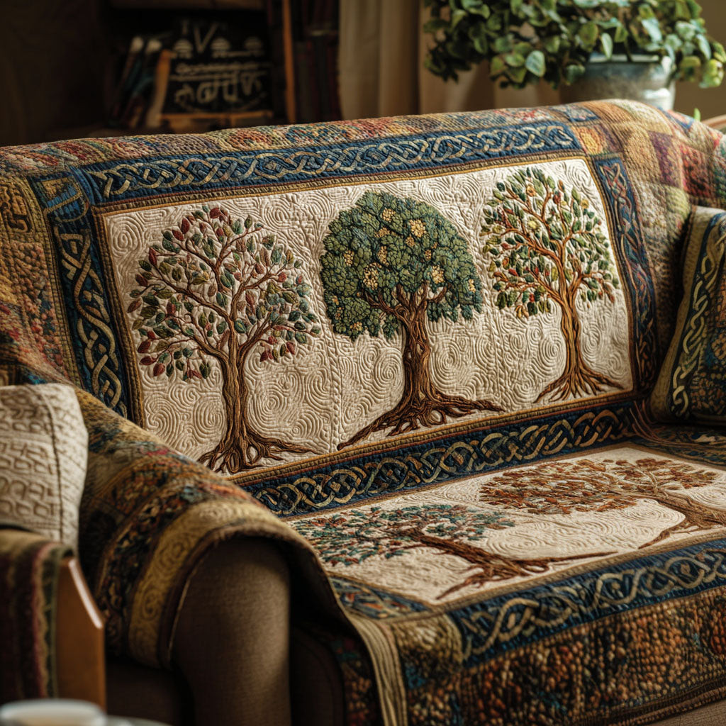 Harmony Tree Quilted Sofa Cover Best Couch Covers Tree Of Life Gifts For Family - Tradiviet