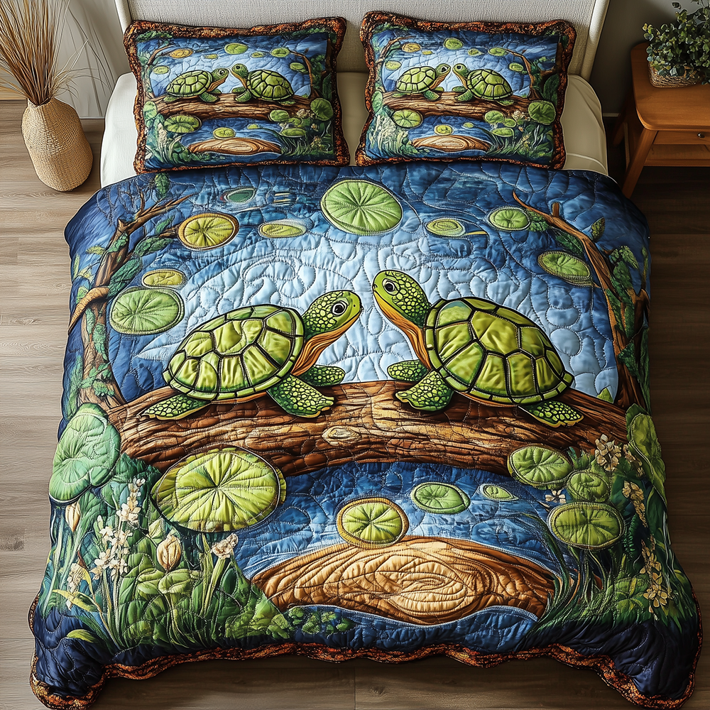 Harmony Turtles Quilted Bedding Set Harmony Turtles Atmosphere Gift For Harmony Fans - Tradiviet