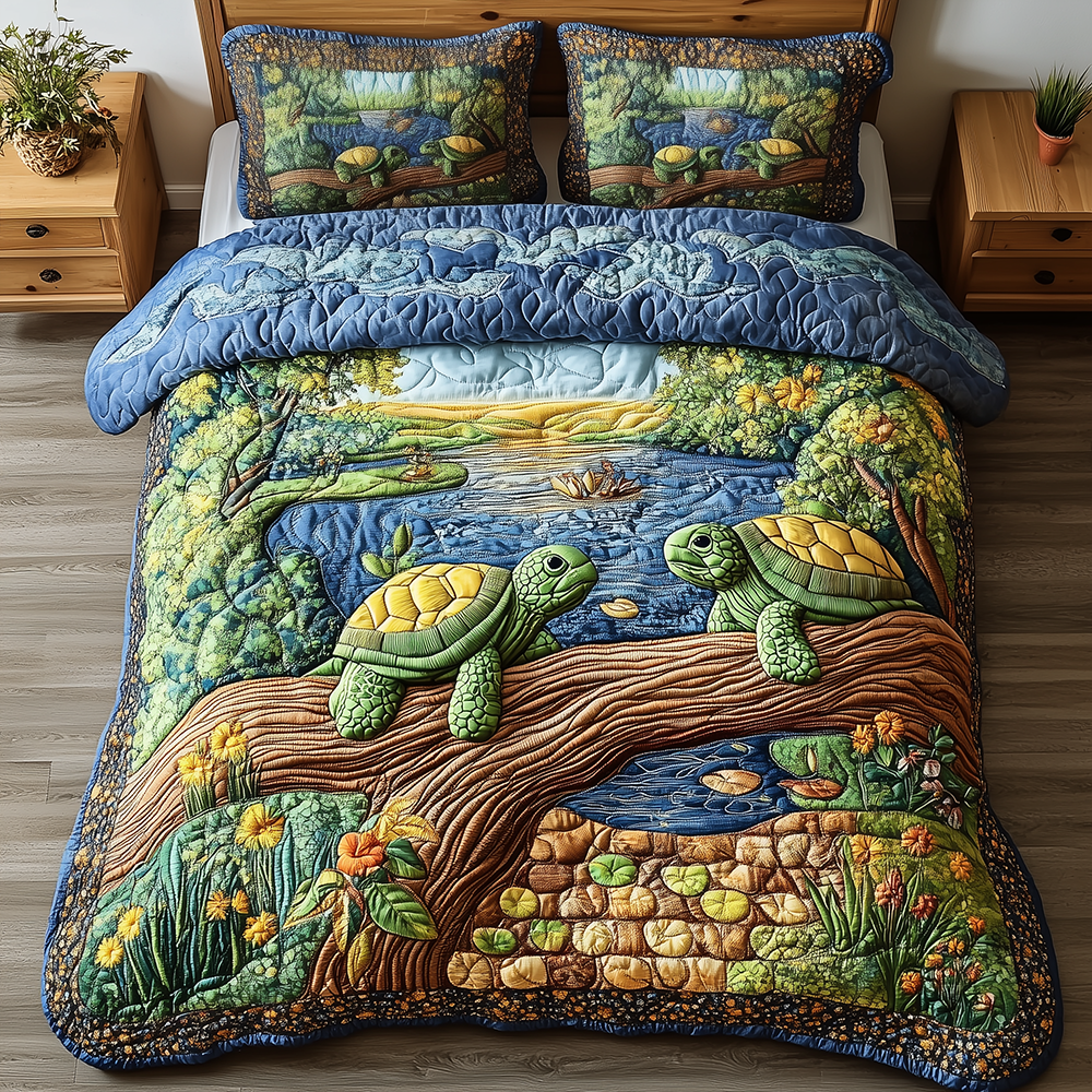 Harmony Turtles Quilted Bedding Set Harmony Turtles Collection Gift For Harmony Friends - Tradiviet