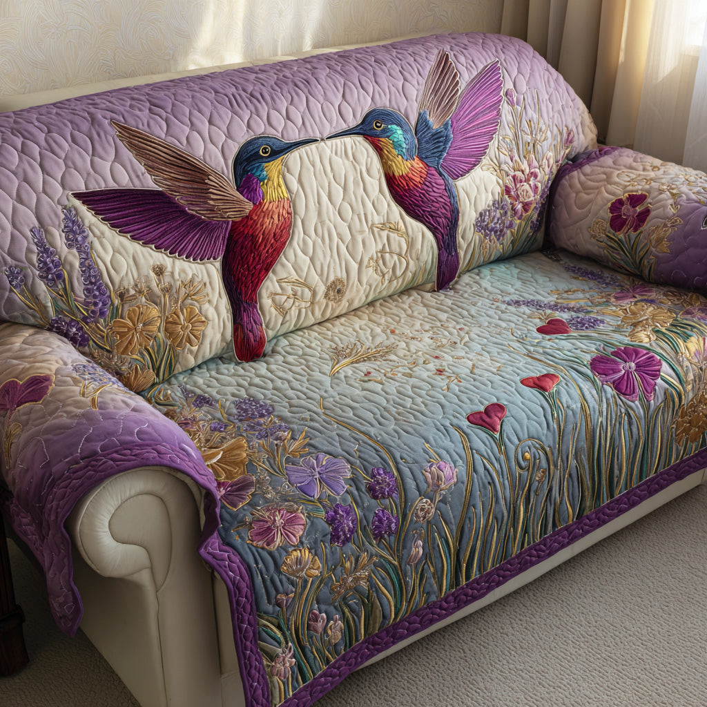 Harmony Wings Quilted Sofa Cover Nice Couch Covers Great Hummingbird Lover Gift Ideas - Tradiviet