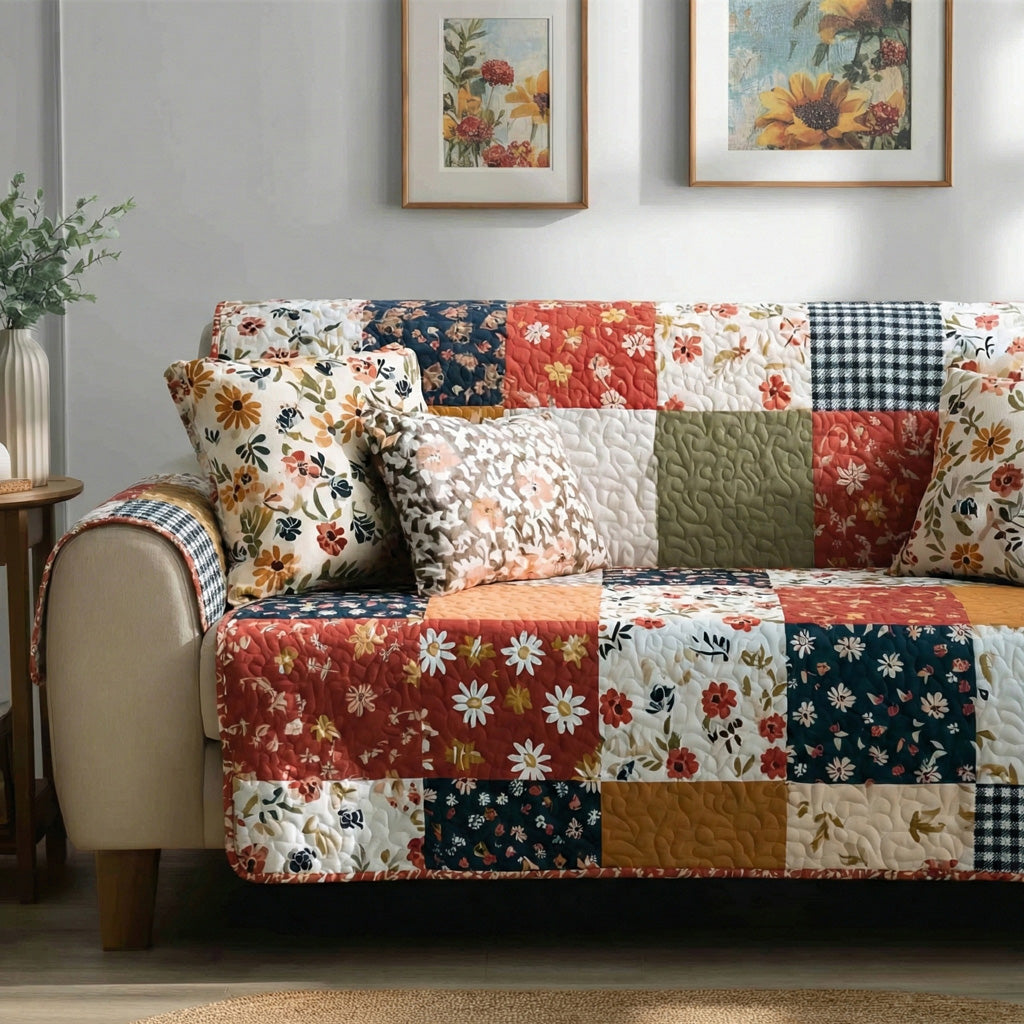 Harvest Garden Quilted Sofa Cover Boho Home Room Decor Home Lover Gift Ideas - Tradiviet