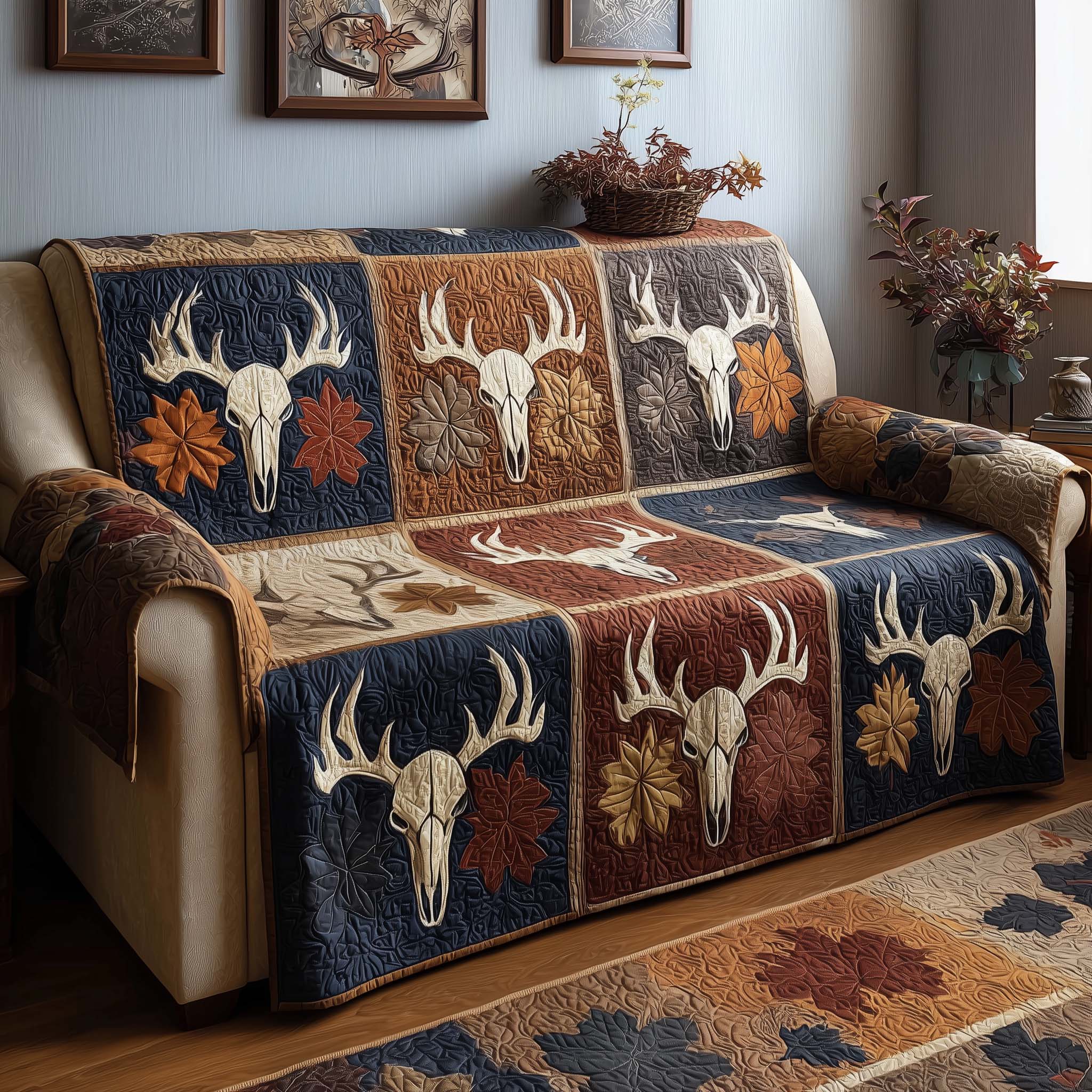 Harvest Skulls Quilted Sofa Cover Autumn Home Couch Cover Best Home Decor Gifts - Tradiviet