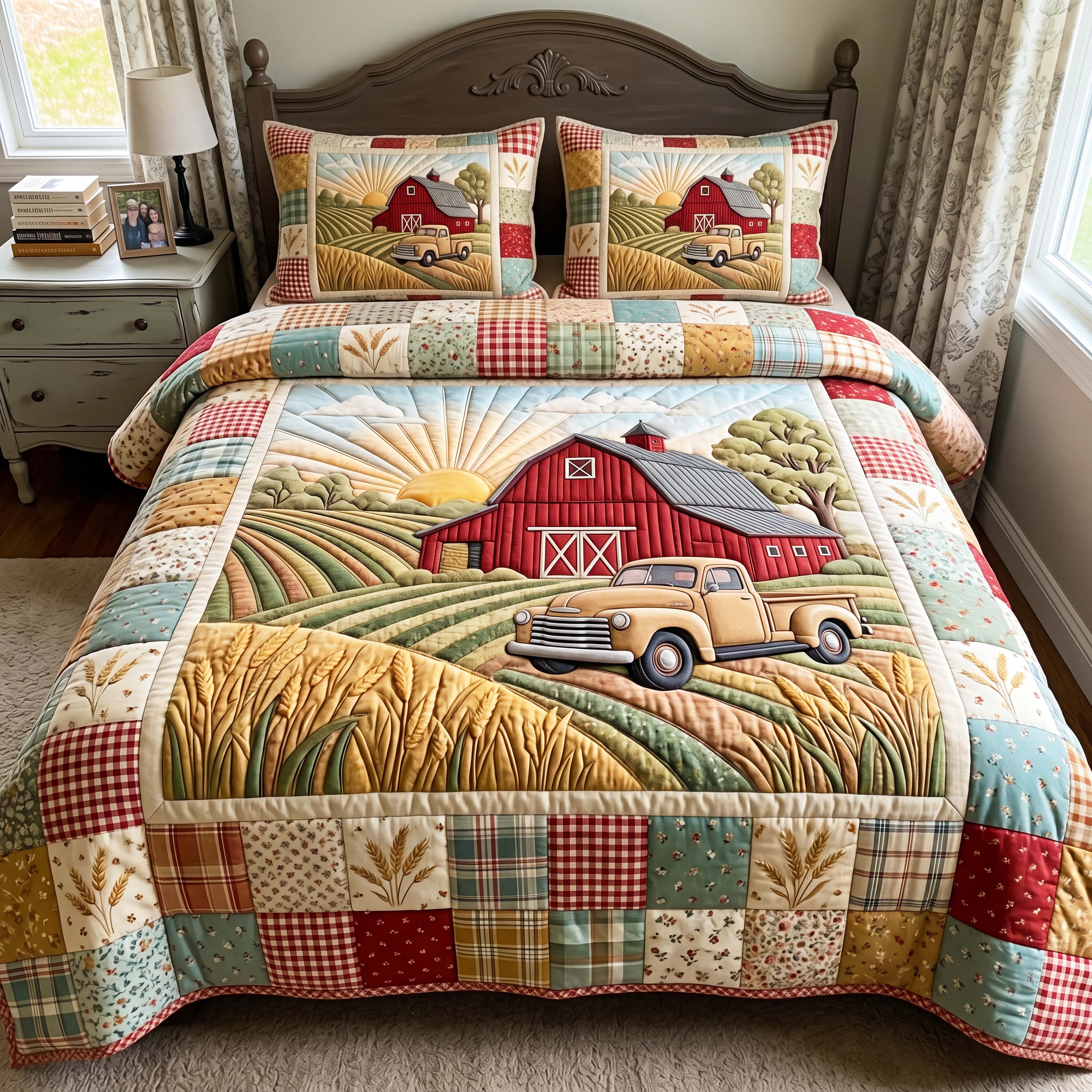 Harvest Sunrise Quilted Bedding Set Harvest Sunrise Radiance Gift For Harvest Sunrise - Tradiviet