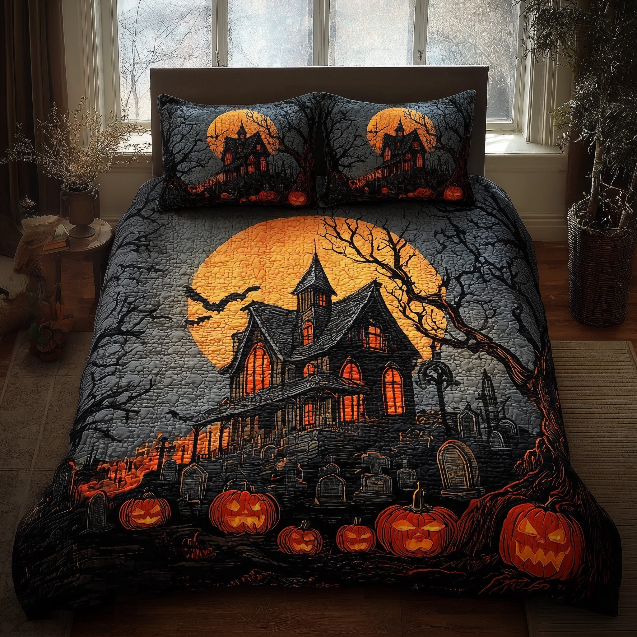 Haunted House Quilted Bedding Set Haunted House Inspiration Gift For House - Tradiviet