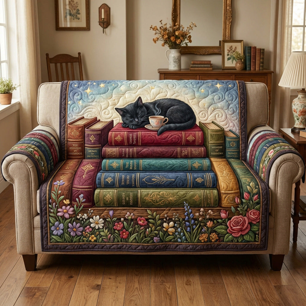 Healing Cat Quilted Sofa Cover Aesthetic Home Room Decor Cat Gifts For Cat Lovers - Tradiviet