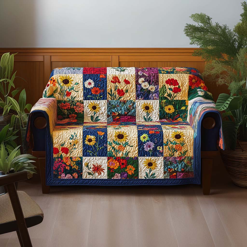 Heart Flower Quilted Sofa Cover Holiday Home Room Decor Best Home Decor Gifts - Tradiviet