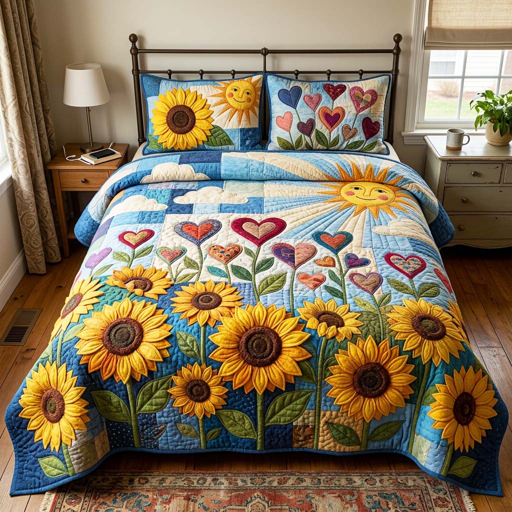 Heart Garden Quilted Bedding Set Heart Garden Aesthetic Gift For Heart Garden - Tradiviet