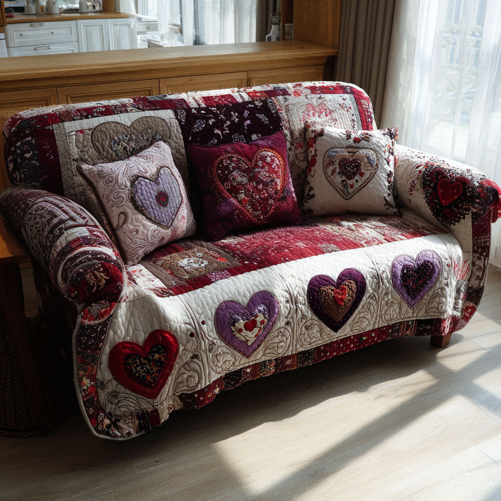 Heart Glow Quilted Sofa Cover Best Sectional Couch Covers Cool Gifts For Butterfly Lovers - Tradiviet