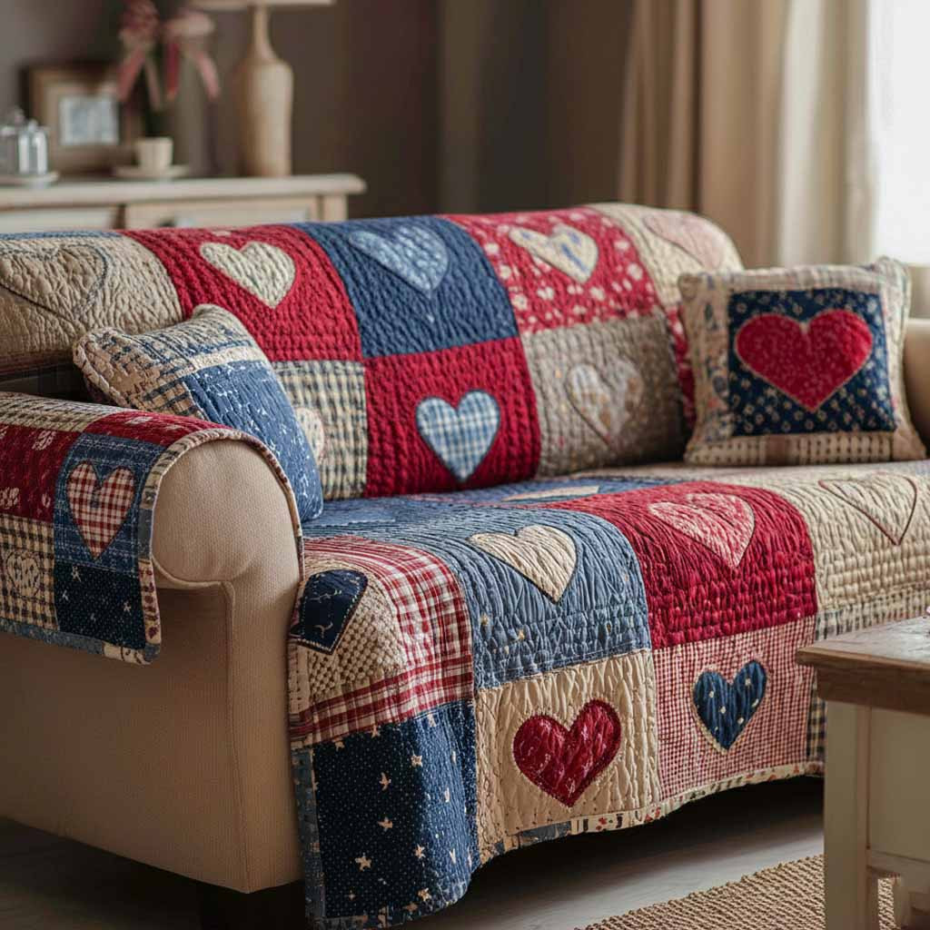 Heart Home Quilted Sofa Cover Furniture Covers For Sofas Bonus Mom Gifts Mother's Day Ideas - Tradiviet