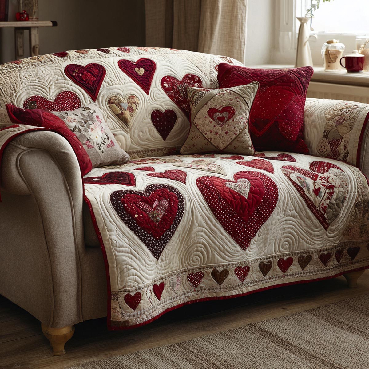 Heart Lane Quilted Sofa Cover Best Slipcovered Sofas Family Ideas For Valentine Day Gifts - Tradiviet