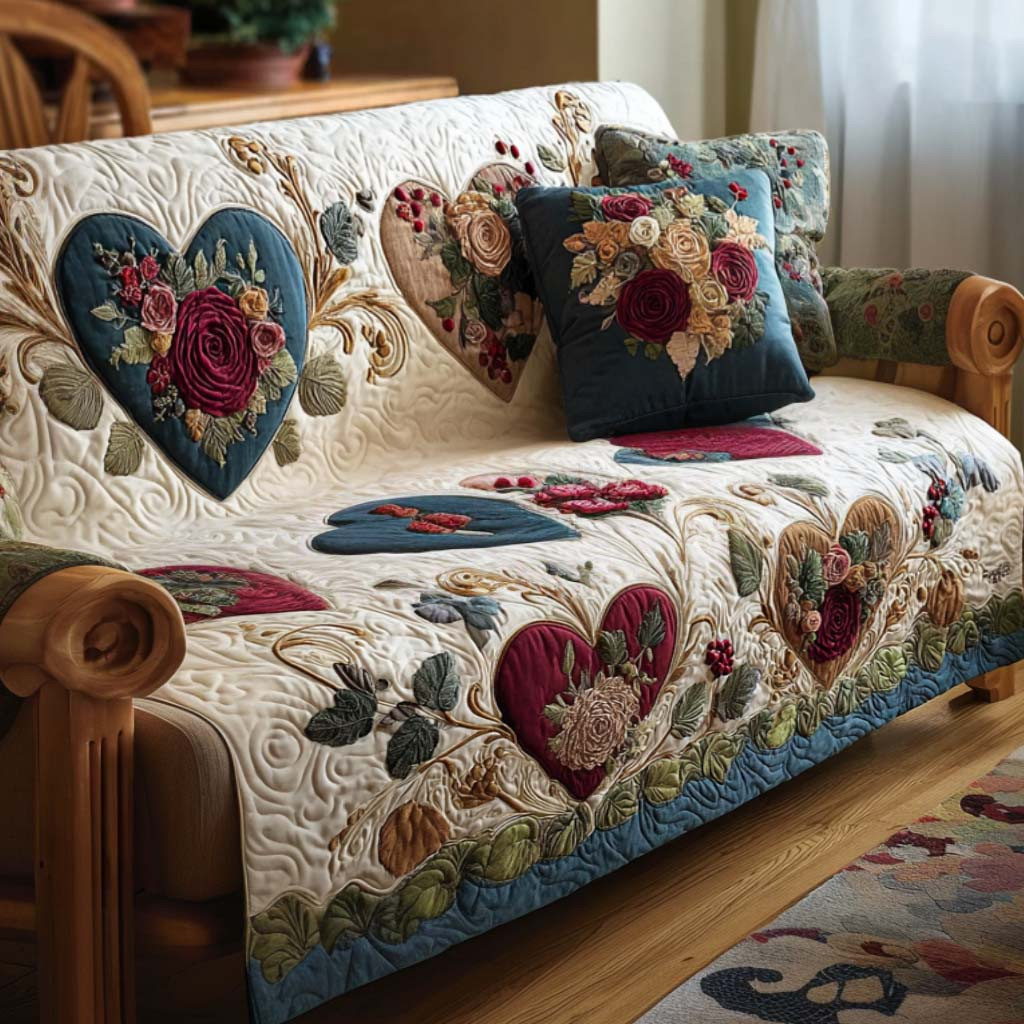 Heart Meadow Quilted Sofa Cover Best Couch Covers Valentine Day Giving Ideas For Families - Tradiviet