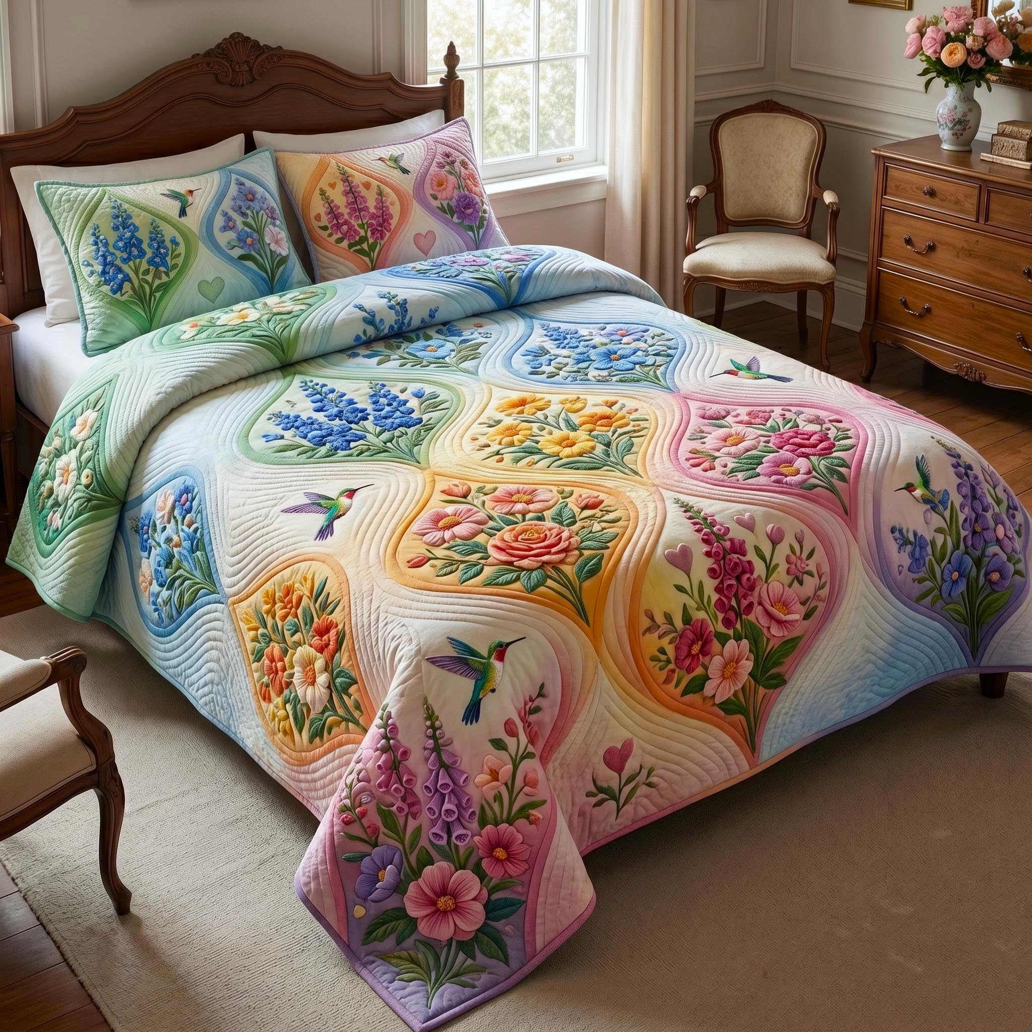 Heart of Pride Quilted Bedding Set Heart Pride Cozy Gift For Heart Pride - Tradiviet