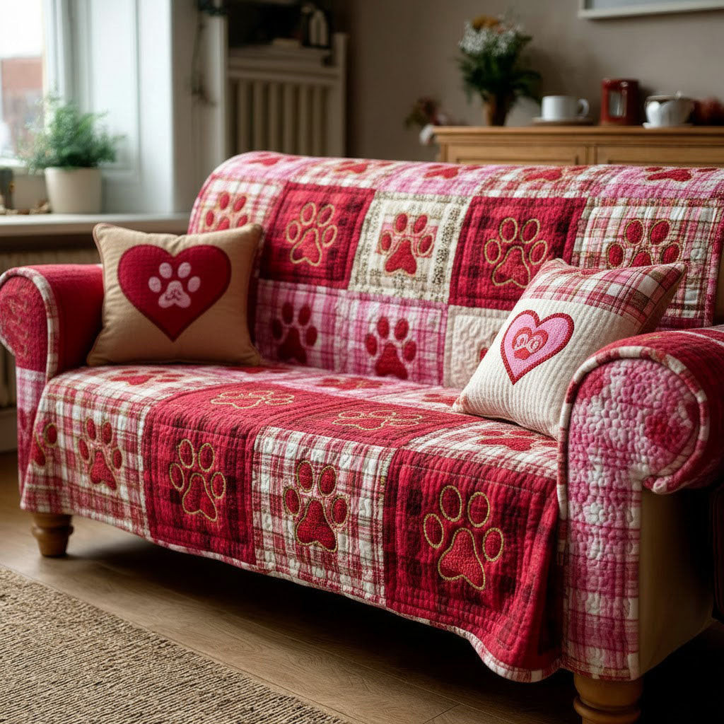 Heart Paw Quilted Sofa Cover The Best Couch Covers Gifts For People With Dogs - Tradiviet