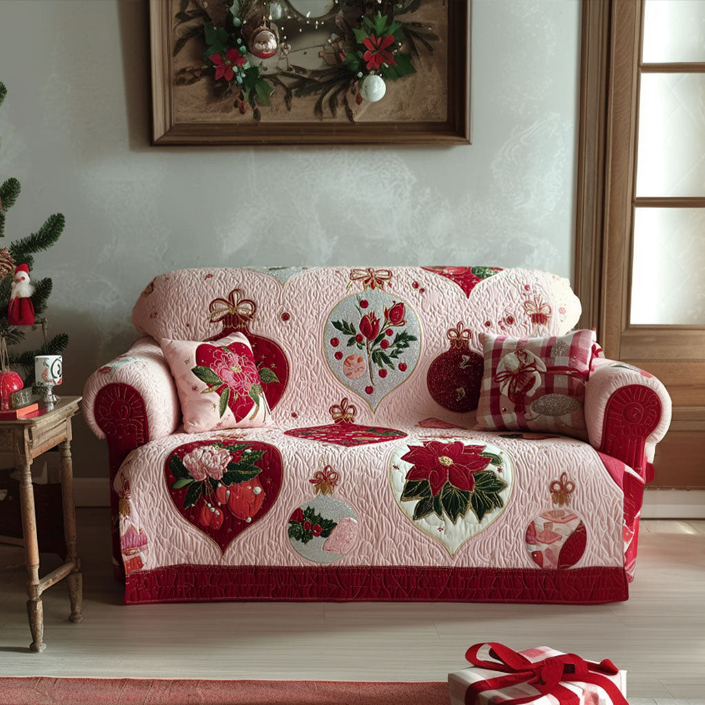Heartfelt Blossom Quilted Sofa Cover Holiday Living Christmas Decor Family To Family Christmas Gift Ideas - Tradiviet