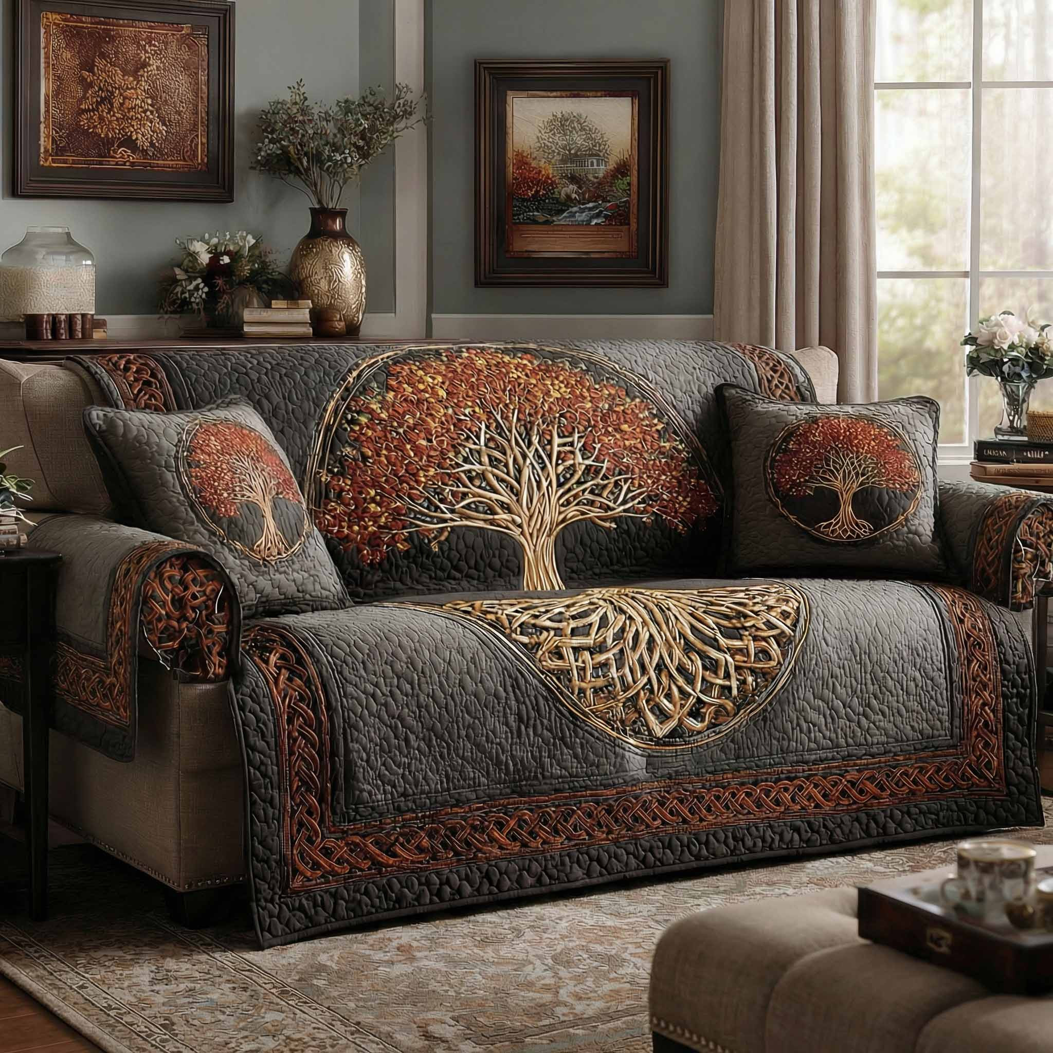 Hearthwood Circle Quilted Sofa Cover Best Sofa Covers Tree Of Life Gifts For Her - Tradiviet