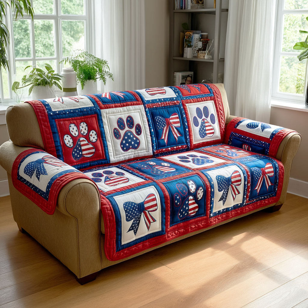 Heartland Paws Quilted Sofa Cover Sofa Blanket Cover Best 4Th Of July Gifts - Tradiviet