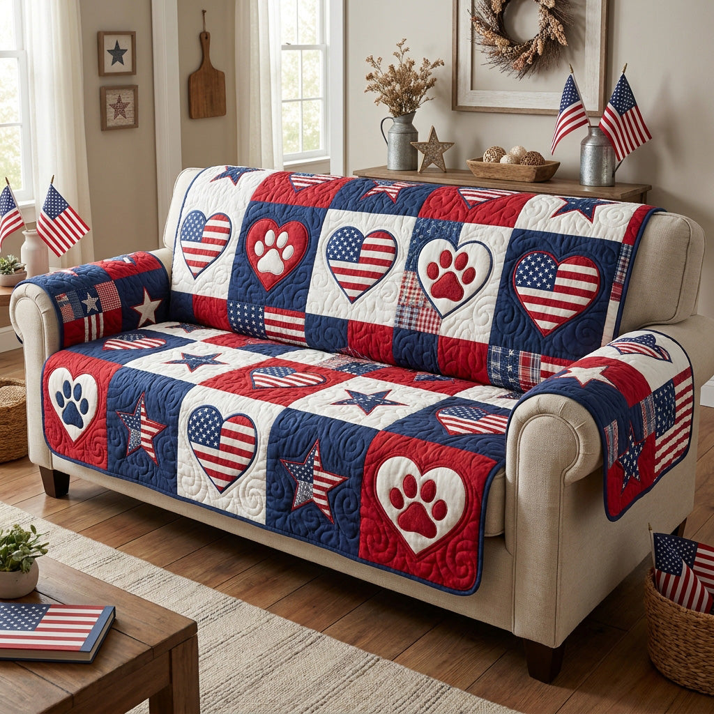 Heartland Pride Quilted Sofa Cover Elegant Home Room Decor Home Gifts For Him - Tradiviet