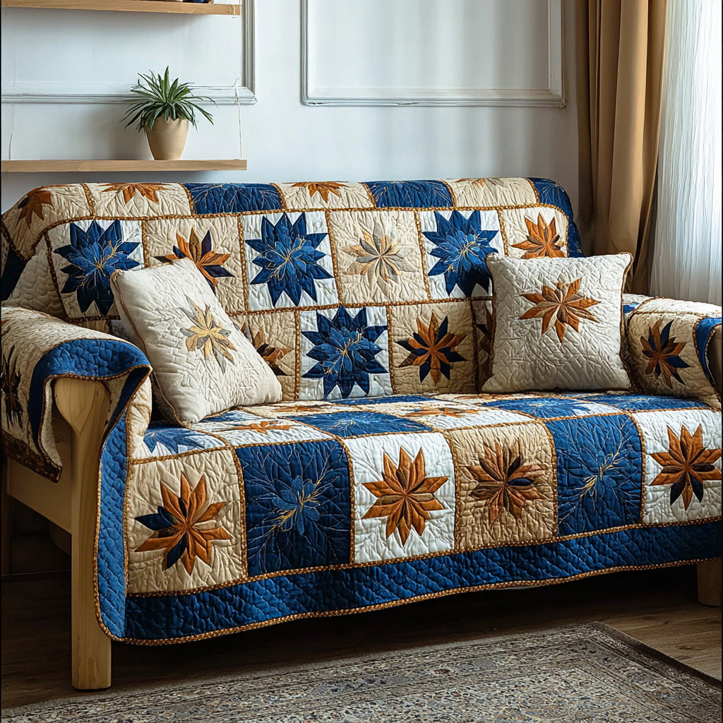 Heirloom Petalwheel Quilted Sofa Cover Cute Home Room Decor Cozy Living Gift Ideas - Tradiviet