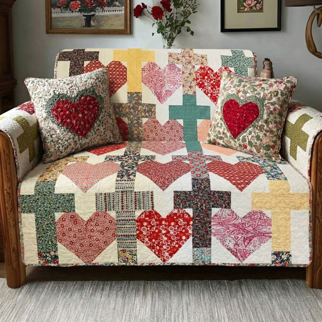 Held By His Love Quilted Sofa Cover Luxury Home Room Decor Home Gifts For Her - Tradiviet