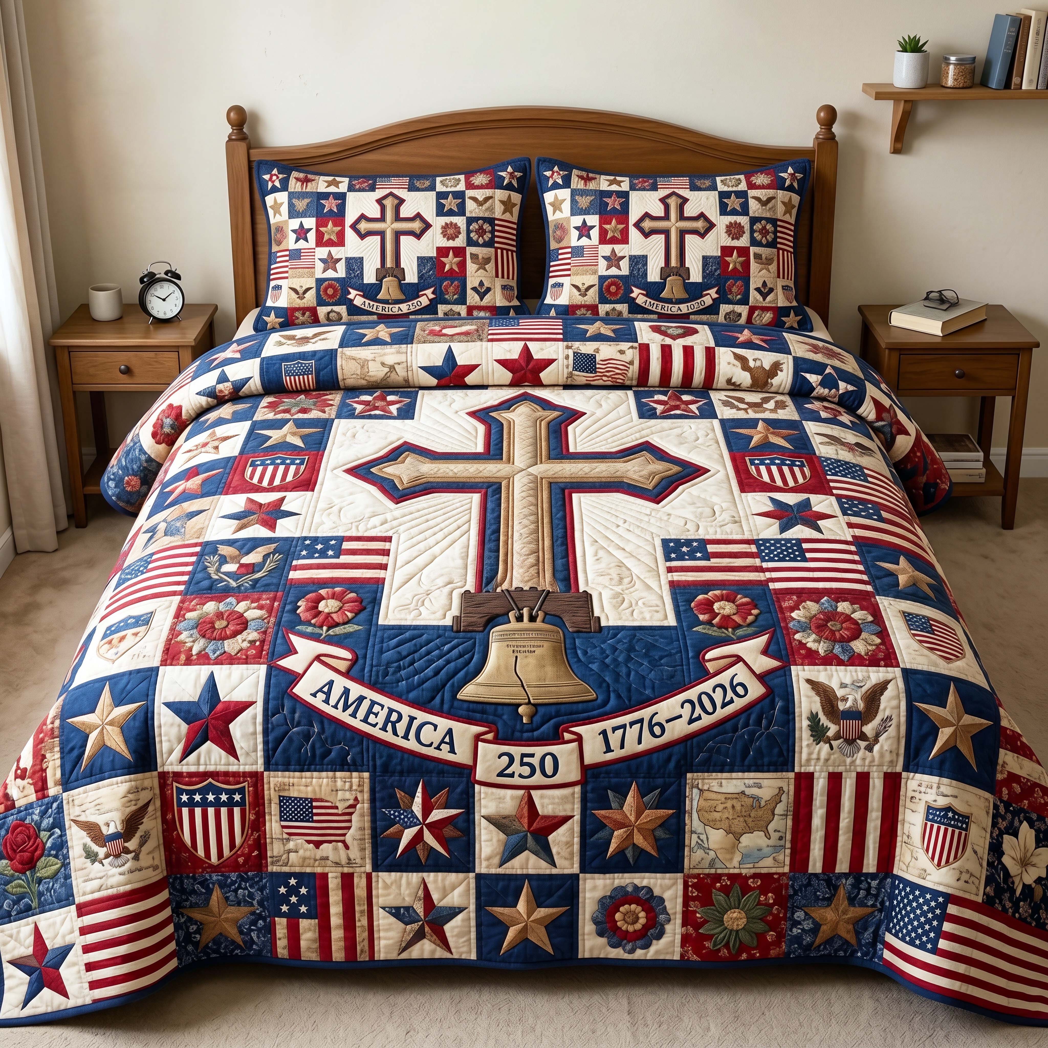 Heritage Cross Quilted Bedding Set Heritage Cross Wonder Gift For Heritage Cross - Tradiviet