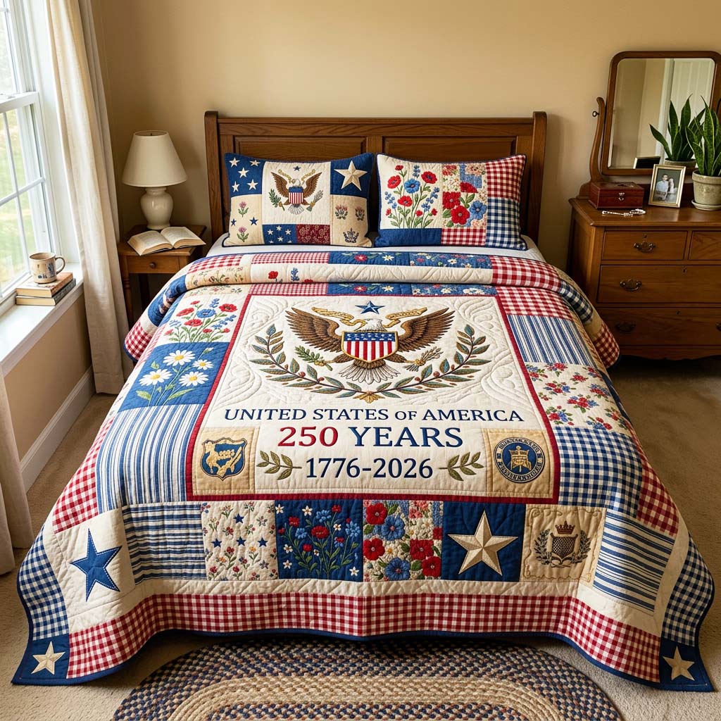 Heritage Eagle Quilted Bedding Set Heritage Eagle Whimsical Gift For Heritage Eagle - Tradiviet