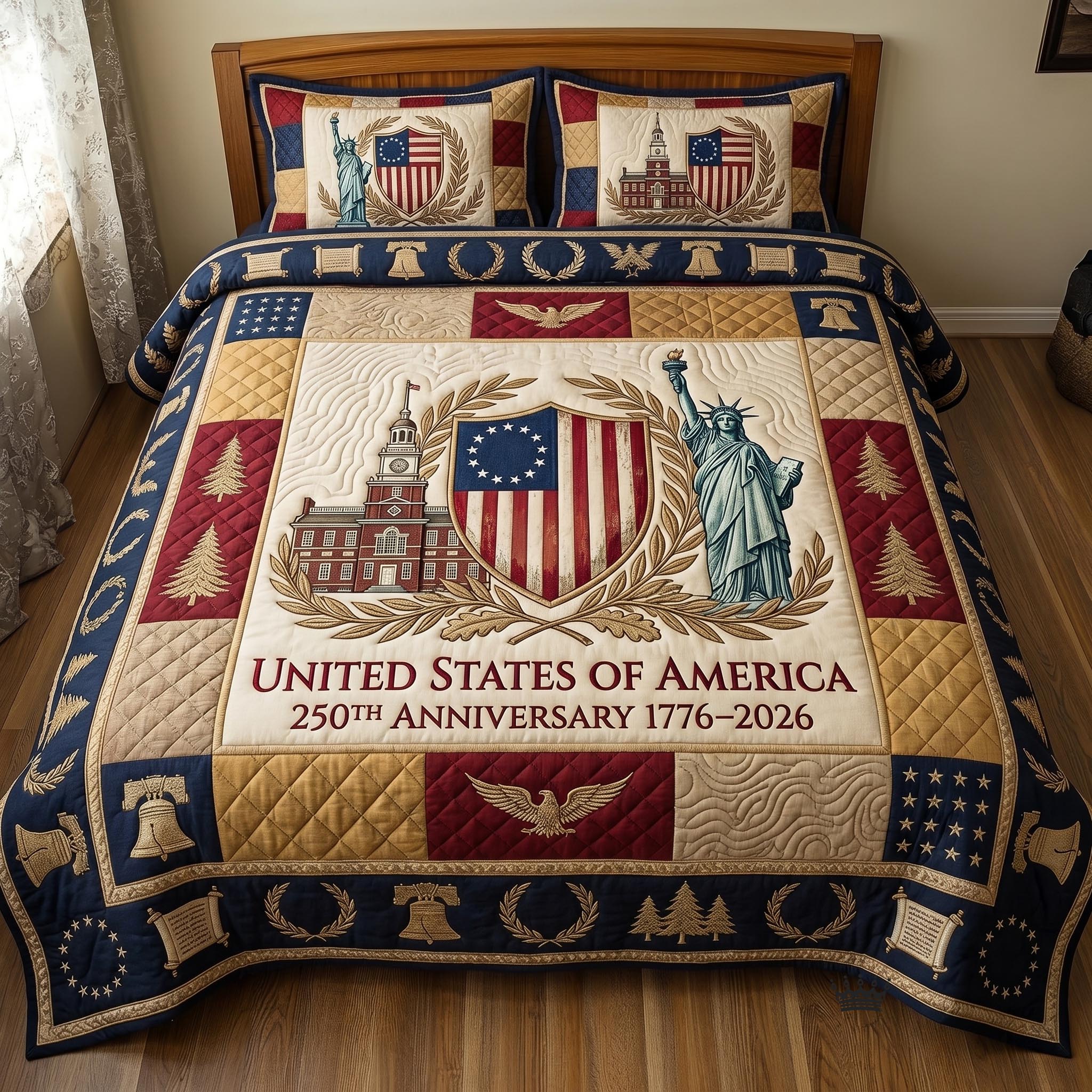 Heritage Patch Quilted Bedding Set Heritage Patch Charm Gift For Patch Wife - Tradiviet