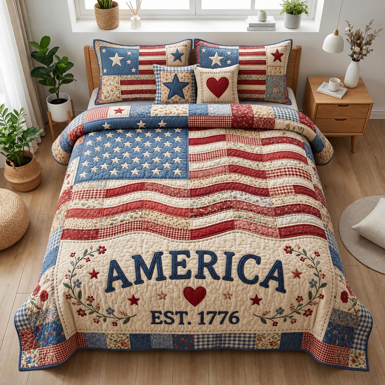 Heritage Patch Quilted Bedding Set Heritage Patch Escape Gift For Heritage Auntie - Tradiviet