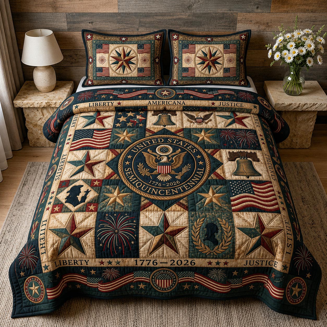 Heritage Patch Quilted Bedding Set Heritage Patch Farmhouse Gift For Heritage Sister - Tradiviet