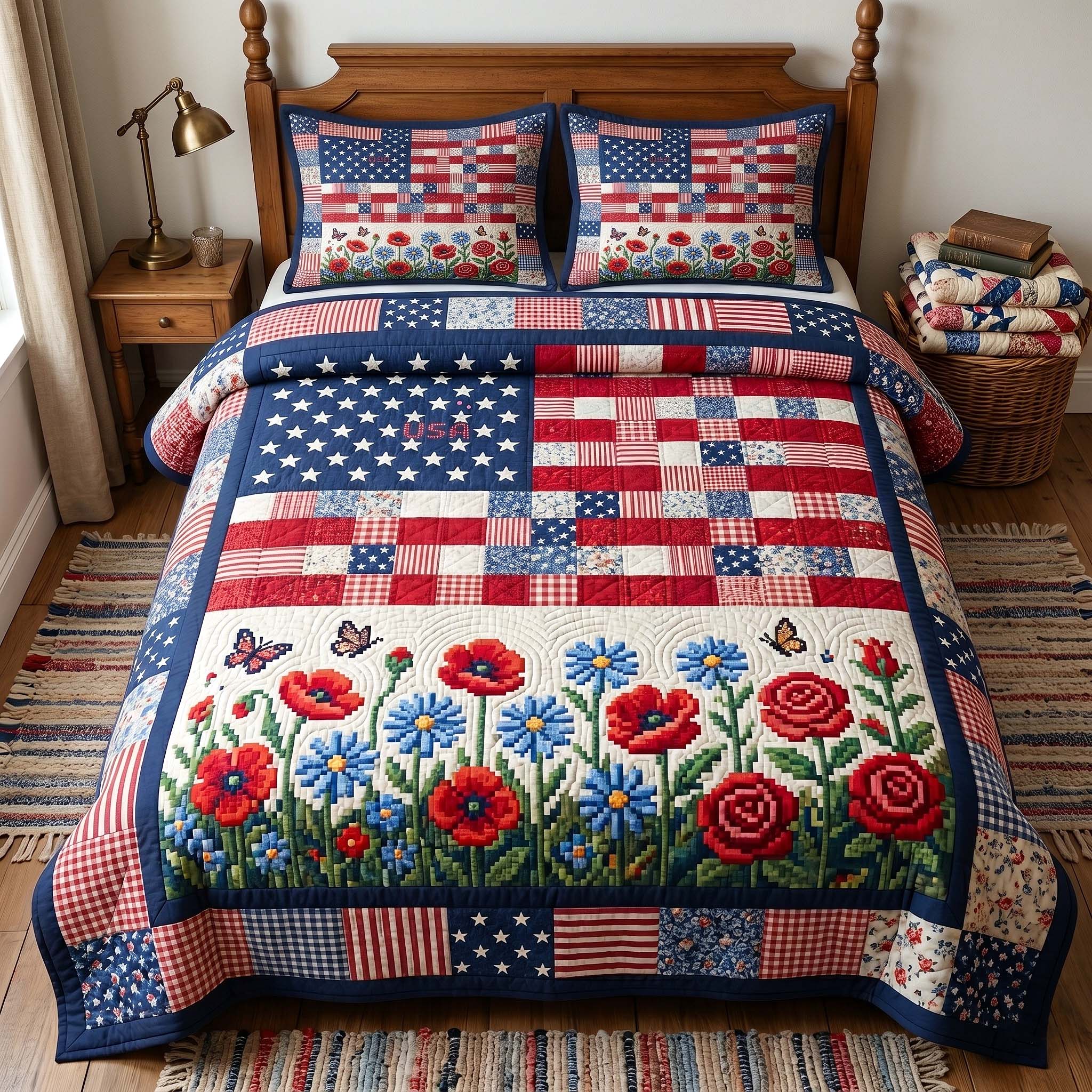 Heritage Patch Quilted Bedding Set Heritage Patch Lush Gift For Patch Dreamers - Tradiviet