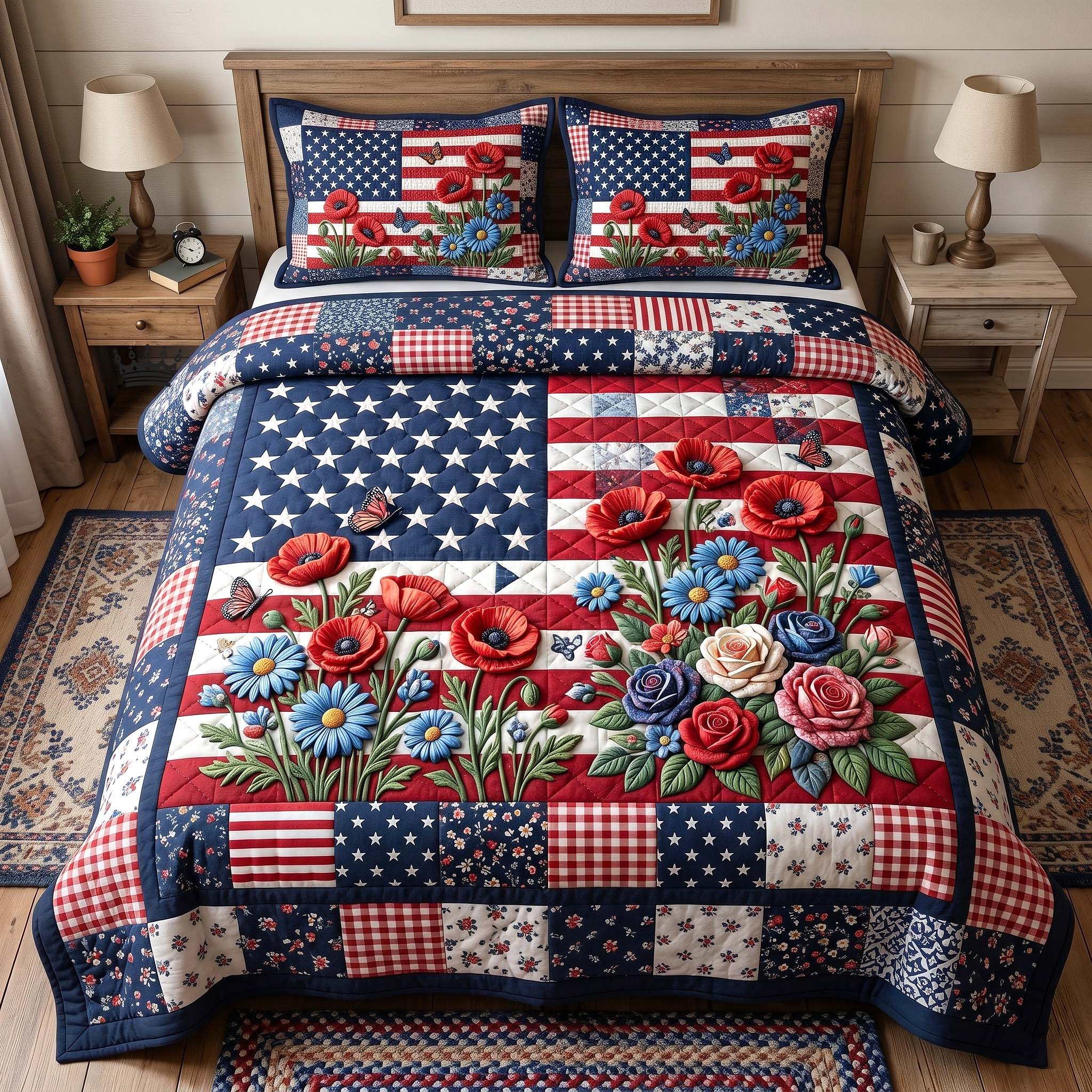Heritage Patch Quilted Bedding Set Heritage Patch Modern Gift For Heritage Dreamers - Tradiviet