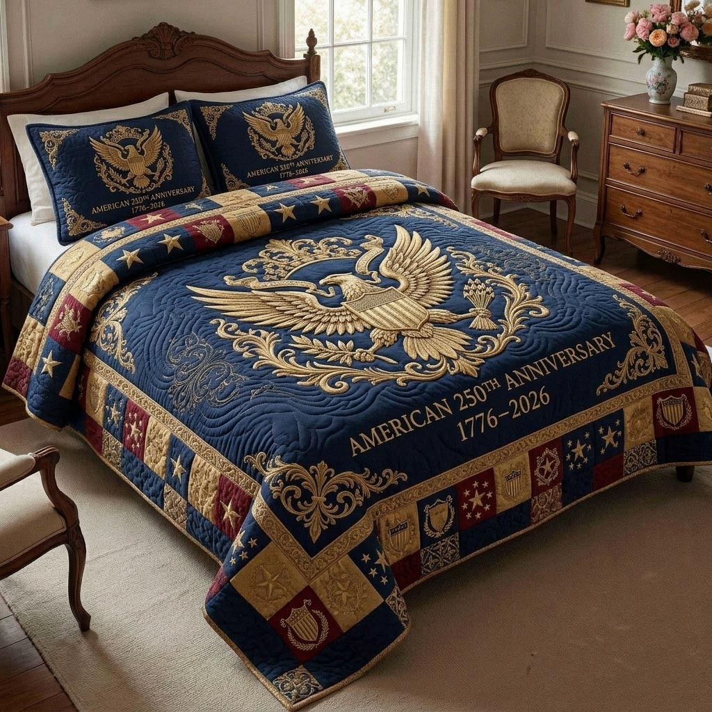 Heritage Patch Quilted Bedding Set Heritage Patch Moodboard Gift For Heritage Wife - Tradiviet