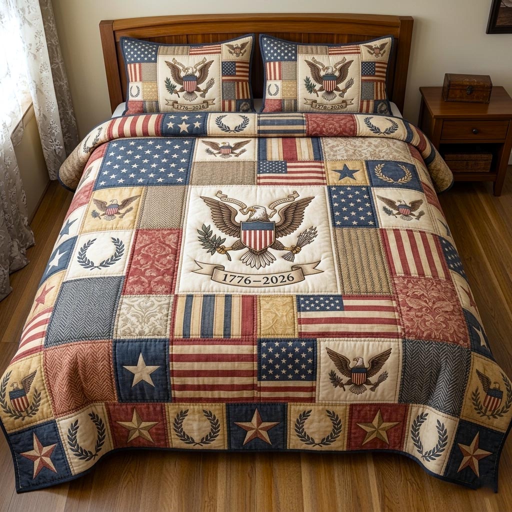 Heritage Patch Quilted Bedding Set Heritage Patch Oasis Gift For Heritage Daughter - Tradiviet