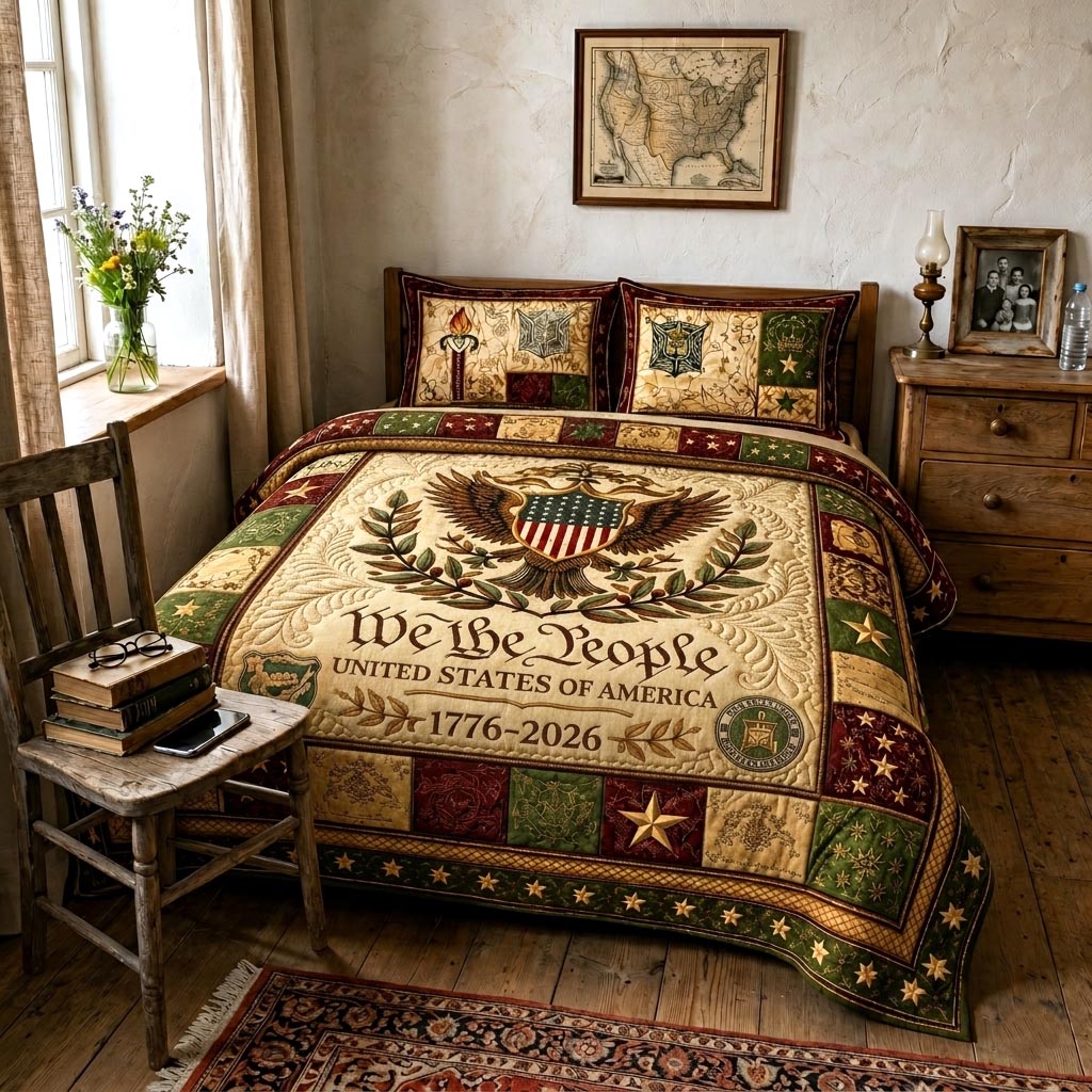 Heritage Patch Quilted Bedding Set Heritage Patch Ocean Gift For Heritage Women - Tradiviet