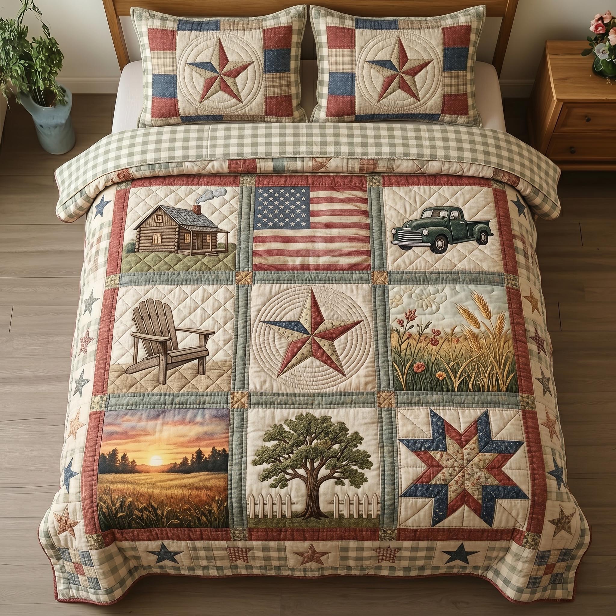 Heritage Patch Quilted Bedding Set Heritage Patch River Gift For Patch Dad - Tradiviet