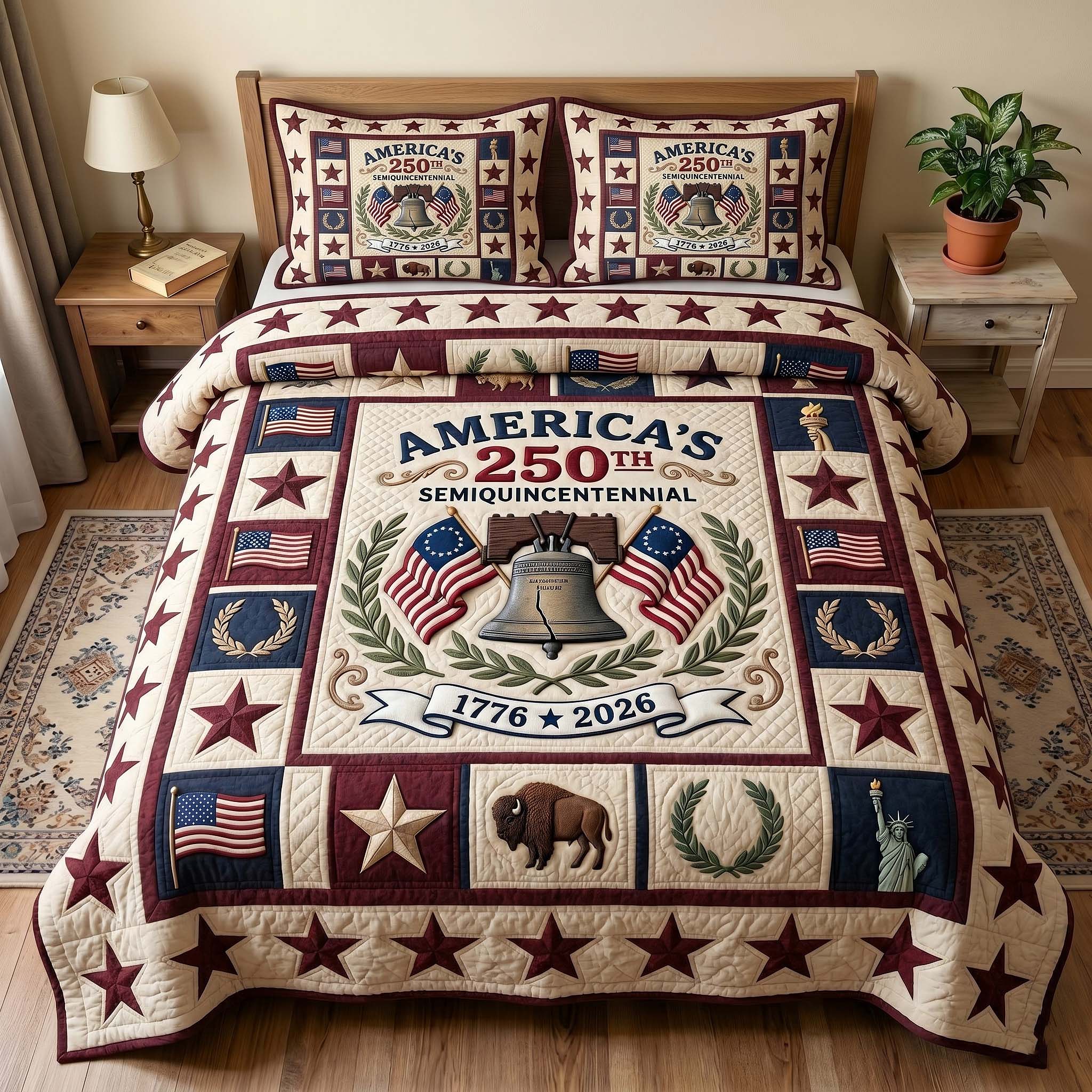 Heritage Patch Quilted Bedding Set Heritage Patch Room Gift For Heritage Bestie - Tradiviet