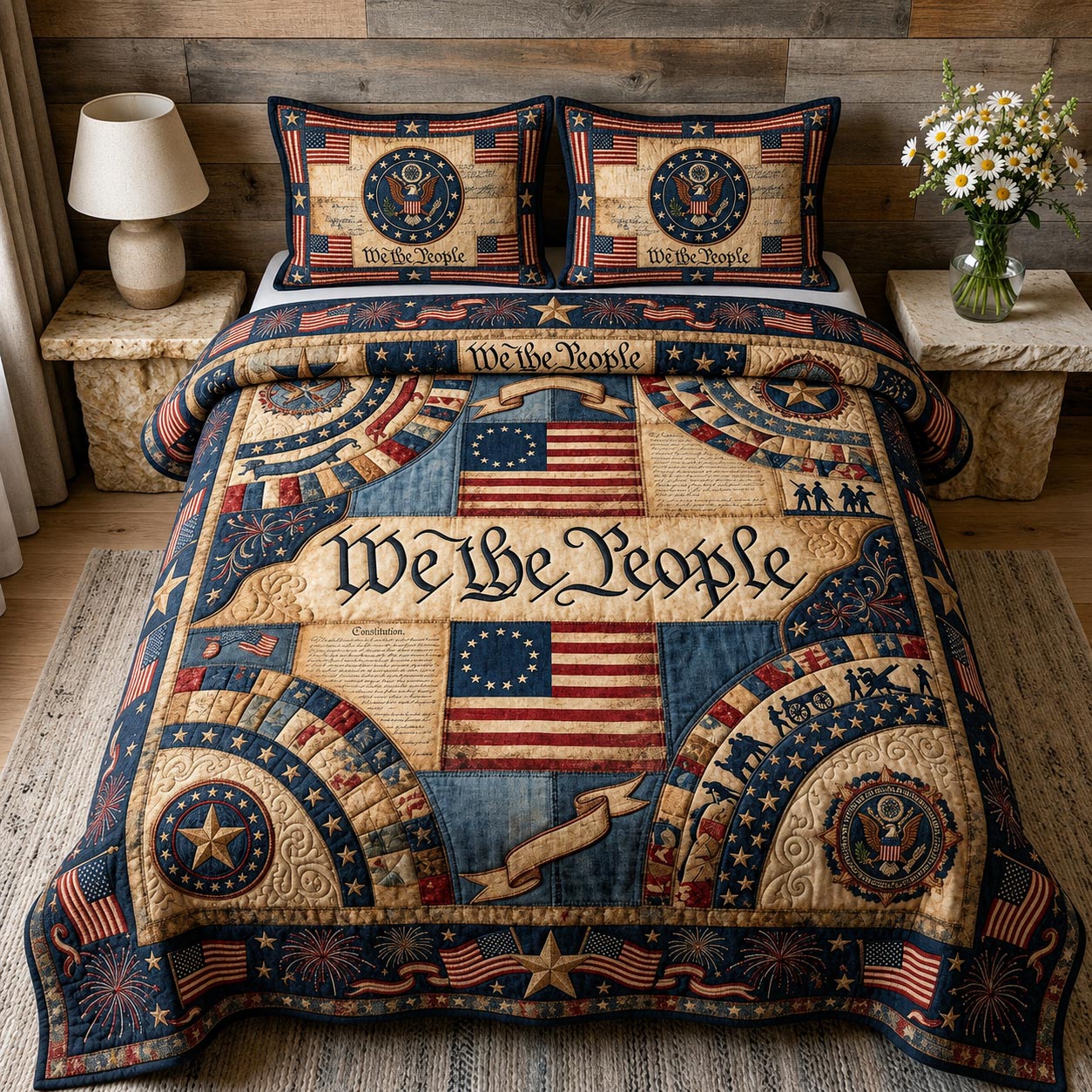 Heritage Patch Quilted Bedding Set Heritage Patch Trail Gift For Heritage Brother - Tradiviet