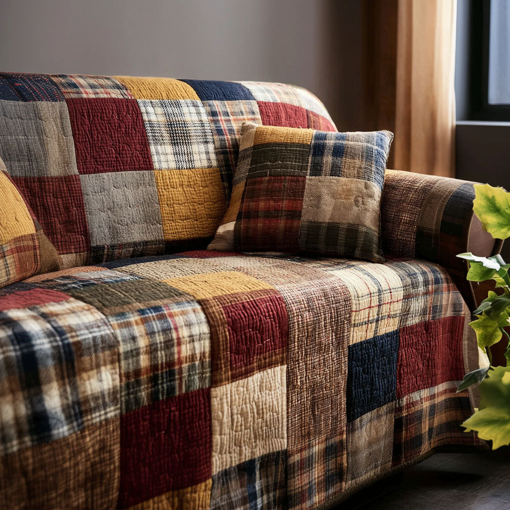 Heritage Patch Quilted Sofa Cover Best Slip Cover Sofa Good Father's Day Presents - Tradiviet