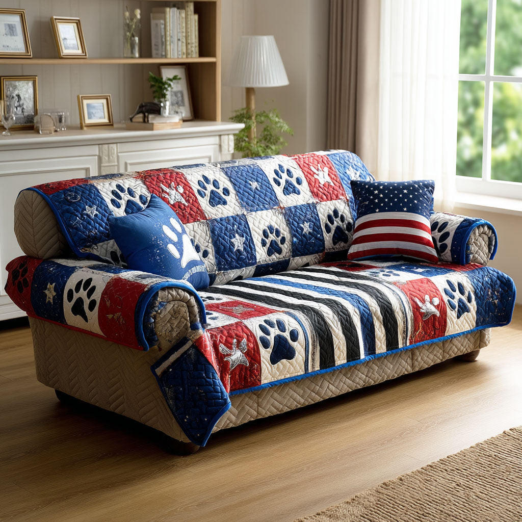 Heritage Paws Quilted Sofa Cover Couch Cushion Covers 4Th Of July Gift Ideas - Tradiviet