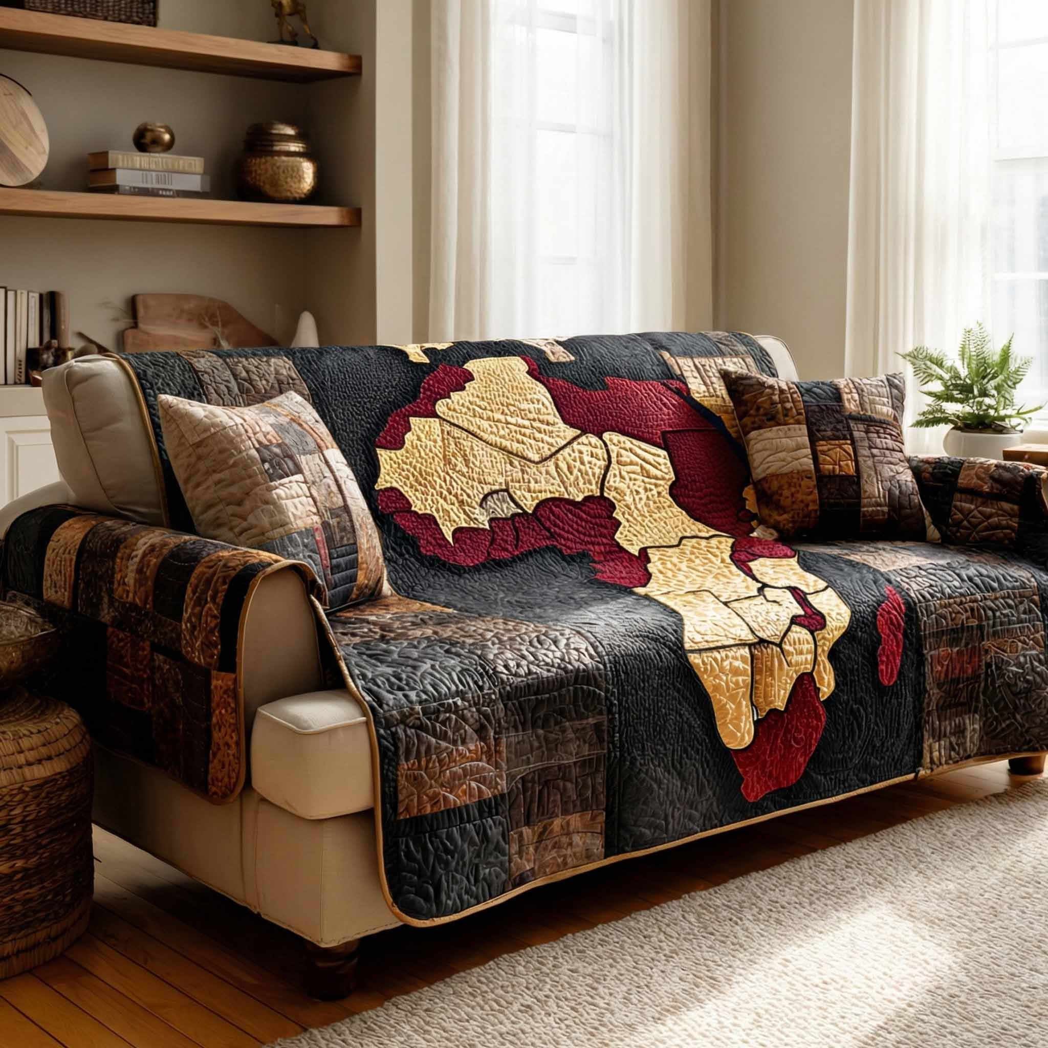 Heritage Roots Quilted Sofa Cover Furniture Covers Best African American Gifts - Tradiviet