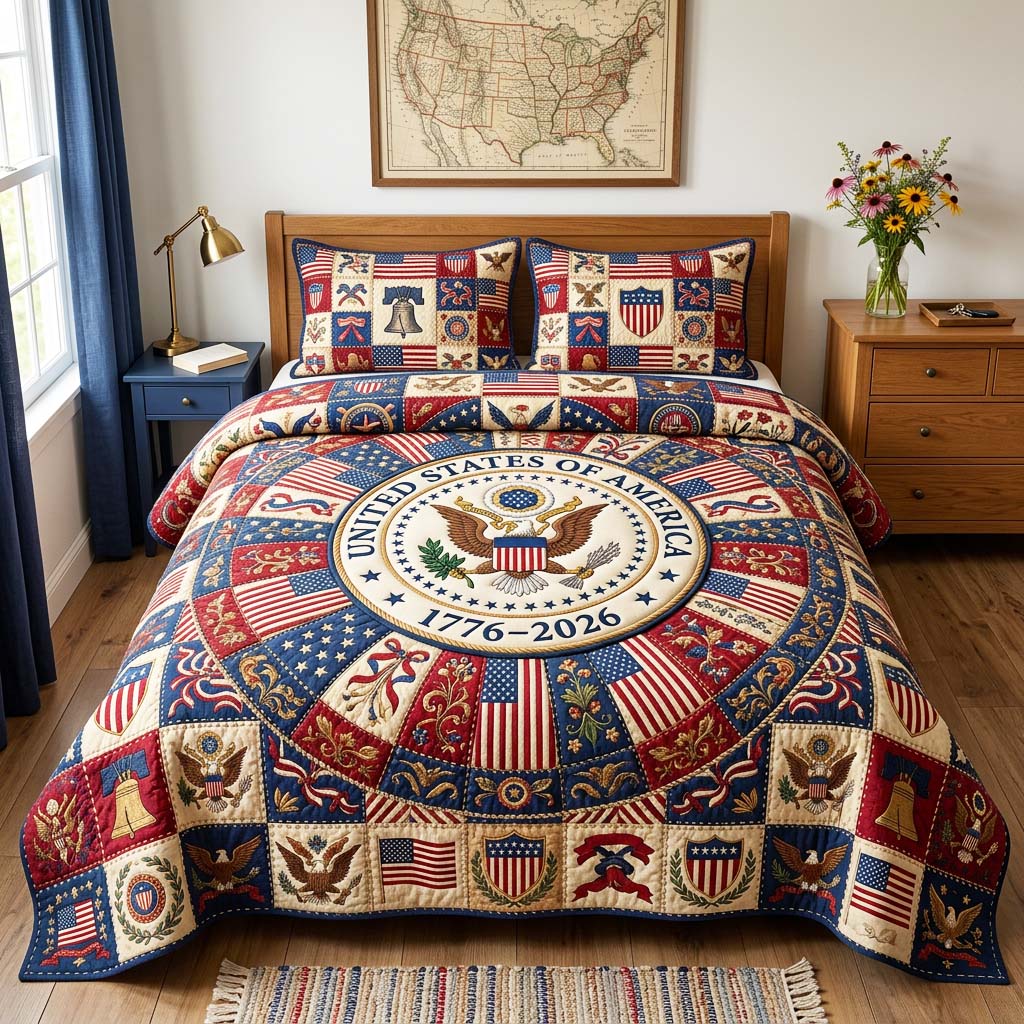 Heritage Seal Quilted Bedding Set Heritage Seal Glow Gift For Heritage Seal - Tradiviet