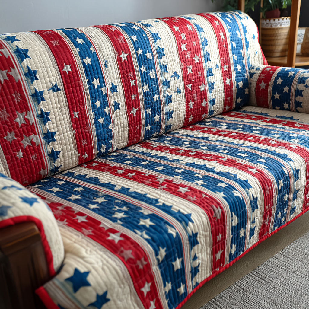 Heritage Stars Quilted Sofa Cover Sofa Saver Covers Fourth Of July Gift Ideas - Tradiviet
