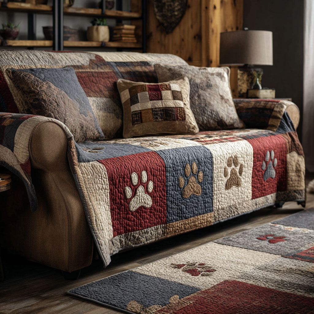 Hidden Paws Quilted Sofa Cover Cozy Home Room Decor Interior Design Gift Ideas - Tradiviet