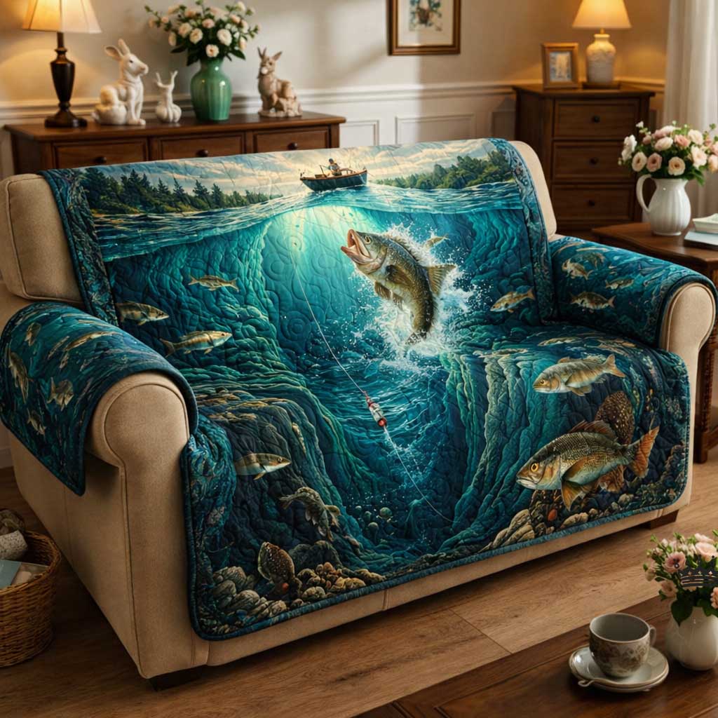 Hidden Waters Quilted Sofa Cover Lakeside Home Couch Cover Gifts For Home Lovers - Tradiviet