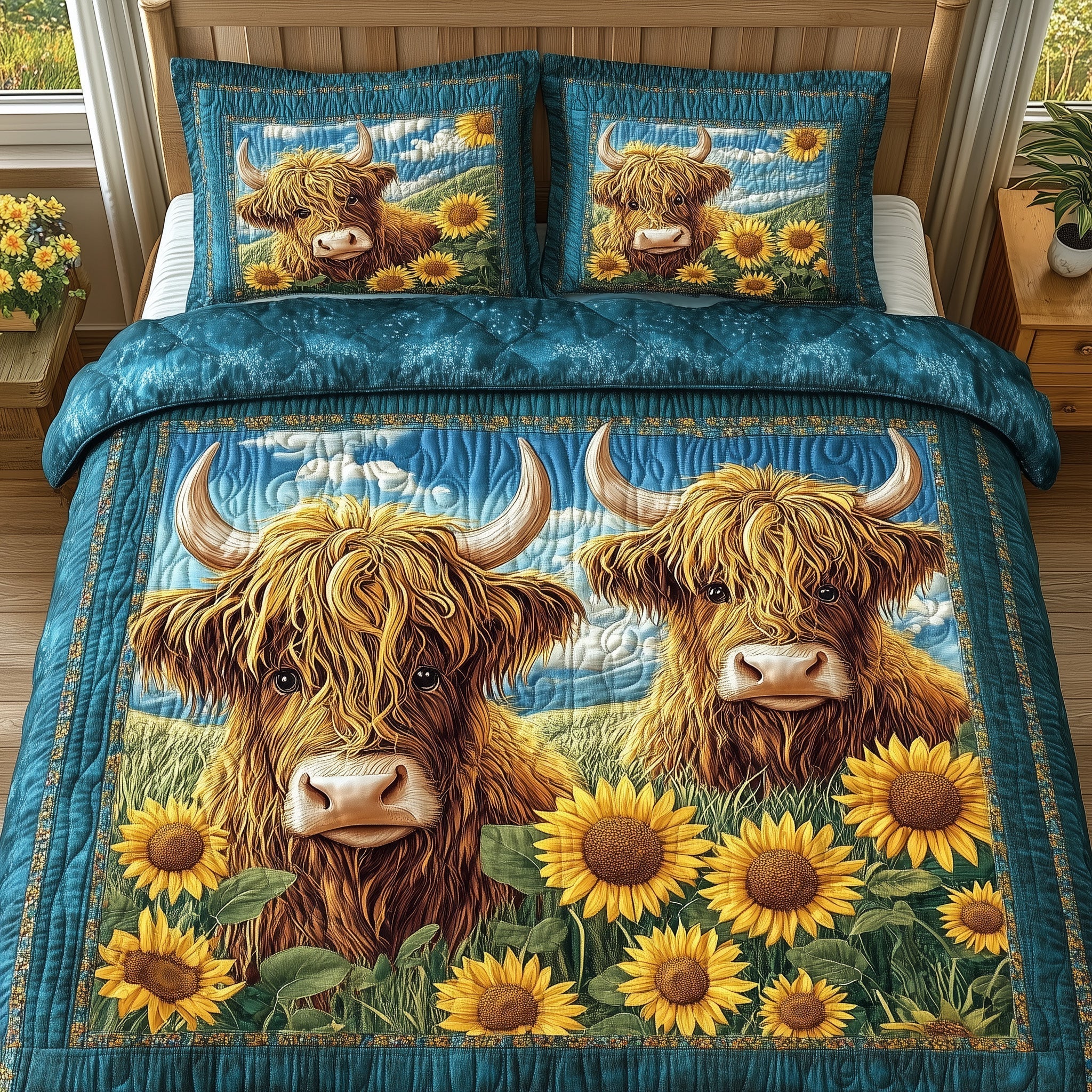 Highland Cow Buddy Quilted Bedding Set Highland Cow Layer Gift For Cow - Tradiviet
