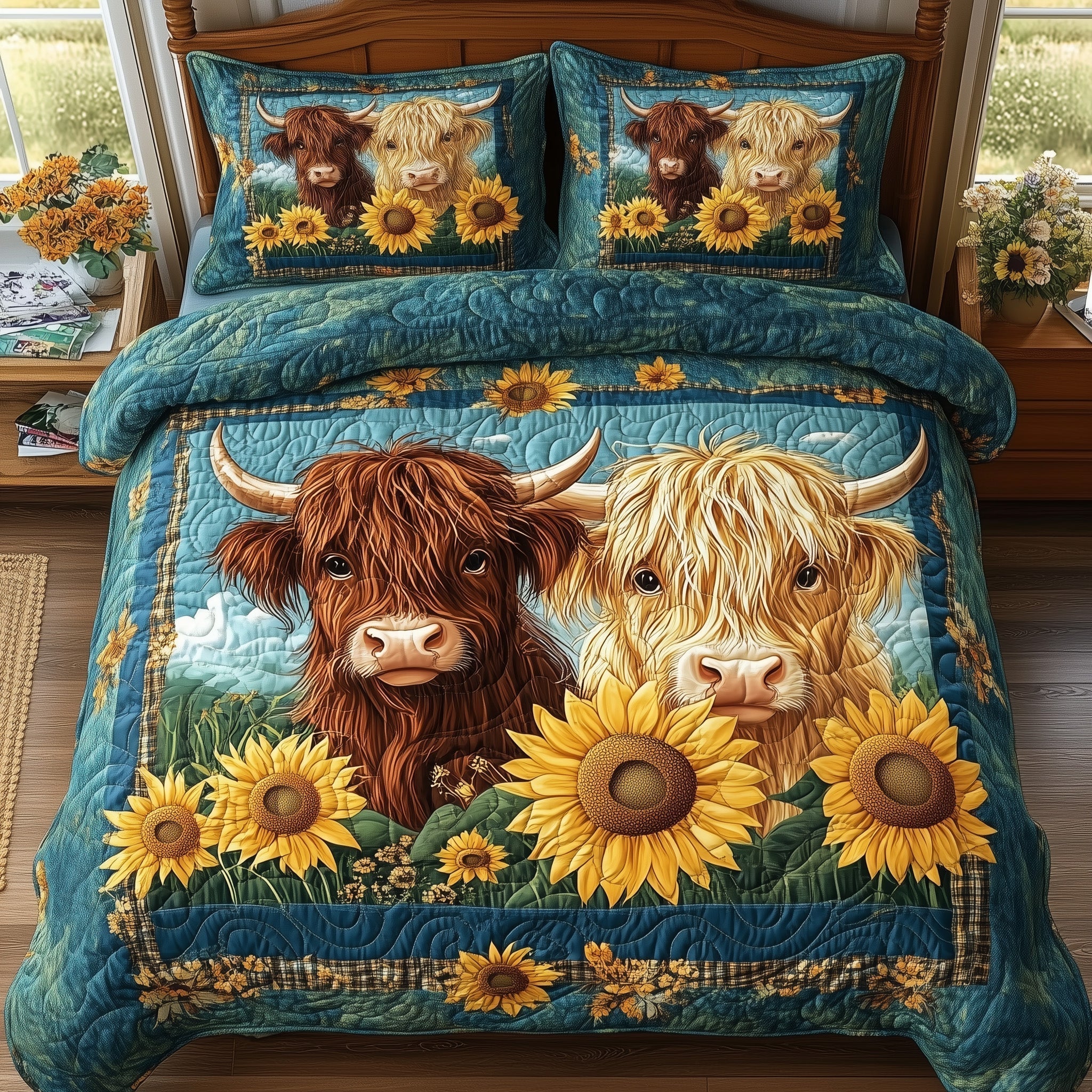 Highland Cow Buddy Quilted Bedding Set Highland Cow Serenity Gift For Cow Buddy - Tradiviet