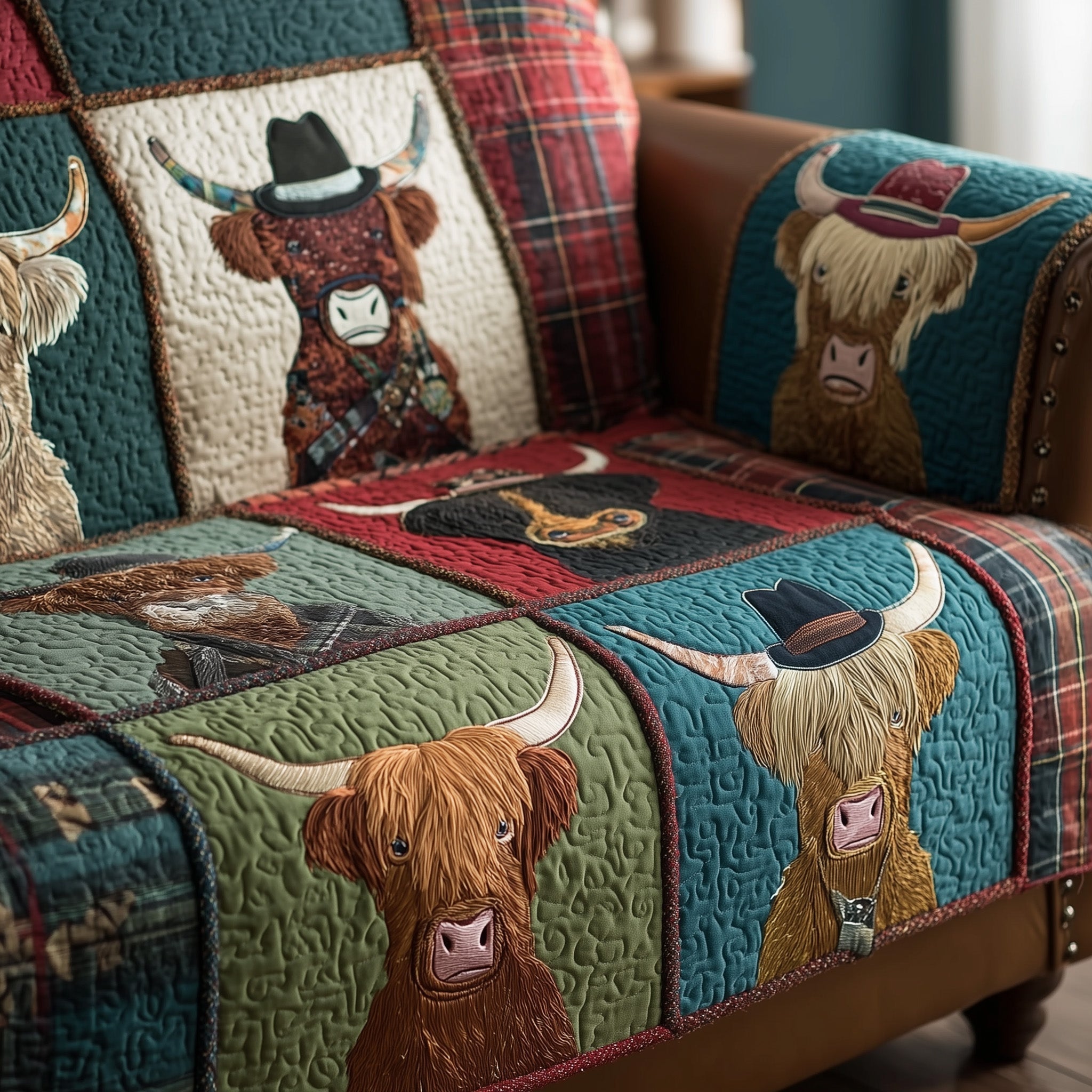 Highland Homestead Quilted Sofa Cover Rustic Home Couch Cover Gift For Home Decorators - Tradiviet