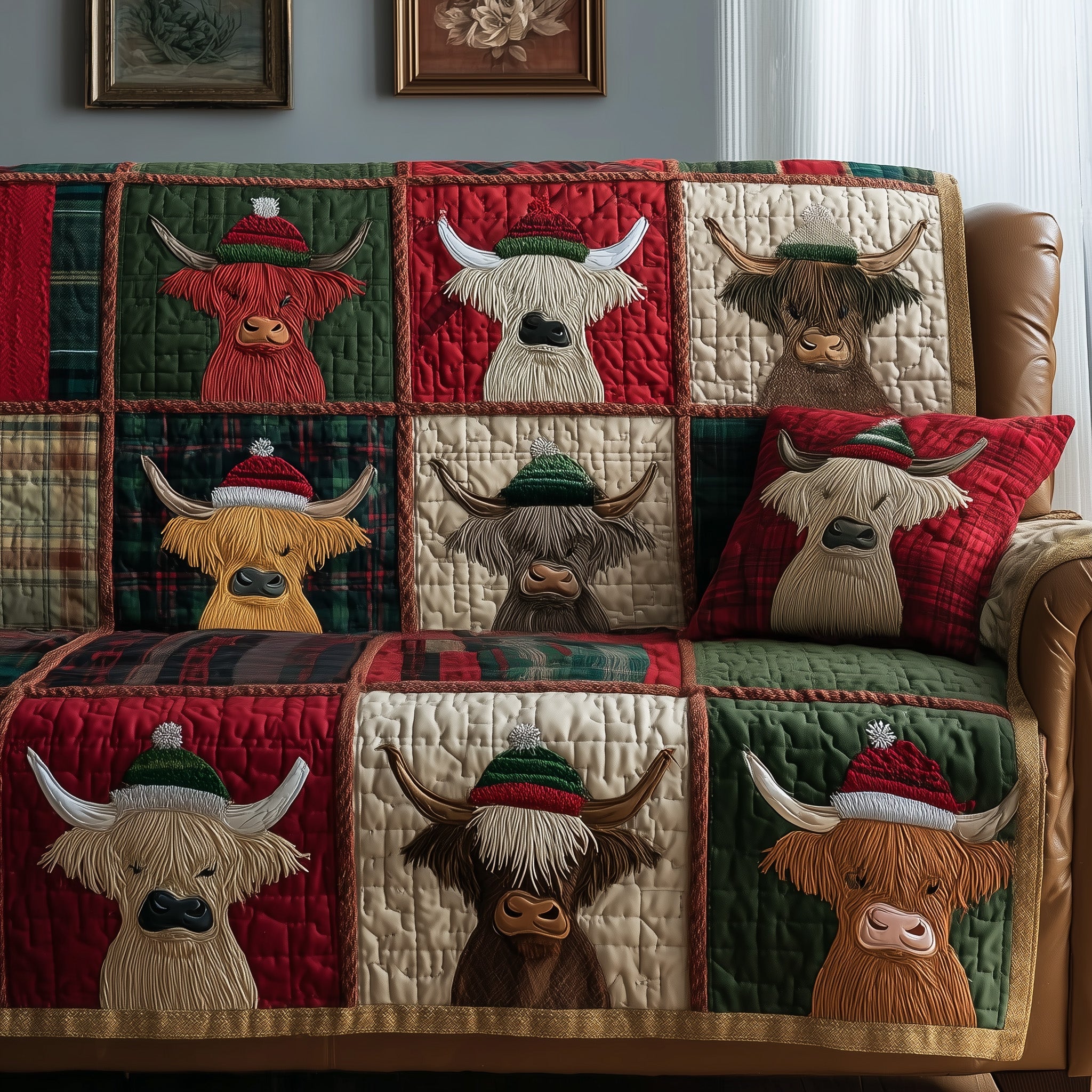 Highland Homestead Quilted Sofa Cover Rustic Home Couch Cover House Lover Gift Ideas - Tradiviet